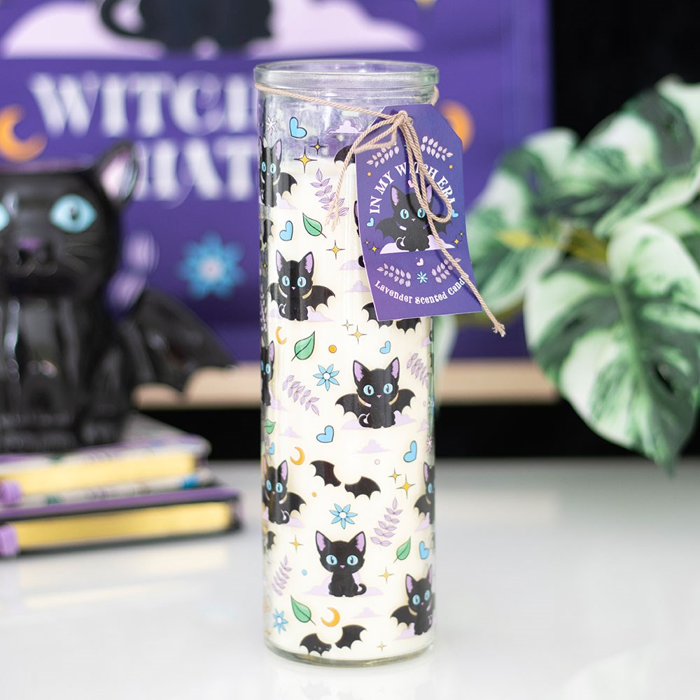 Cute & Creepy Cat Print Lavender Tube Candle3
