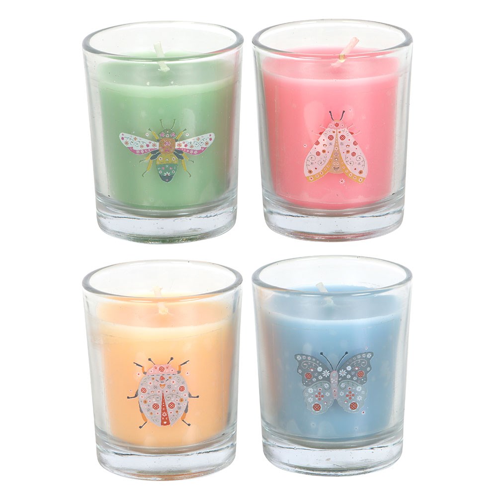 Set of 4 Floral Bug Mandarin & Bergamot Scented Candles2