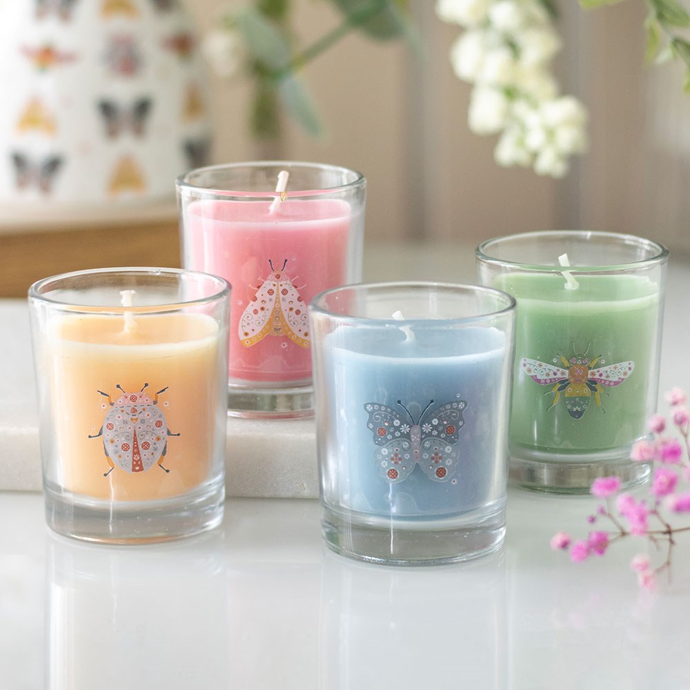 Set of 4 Floral Bug Mandarin & Bergamot Scented Candles3