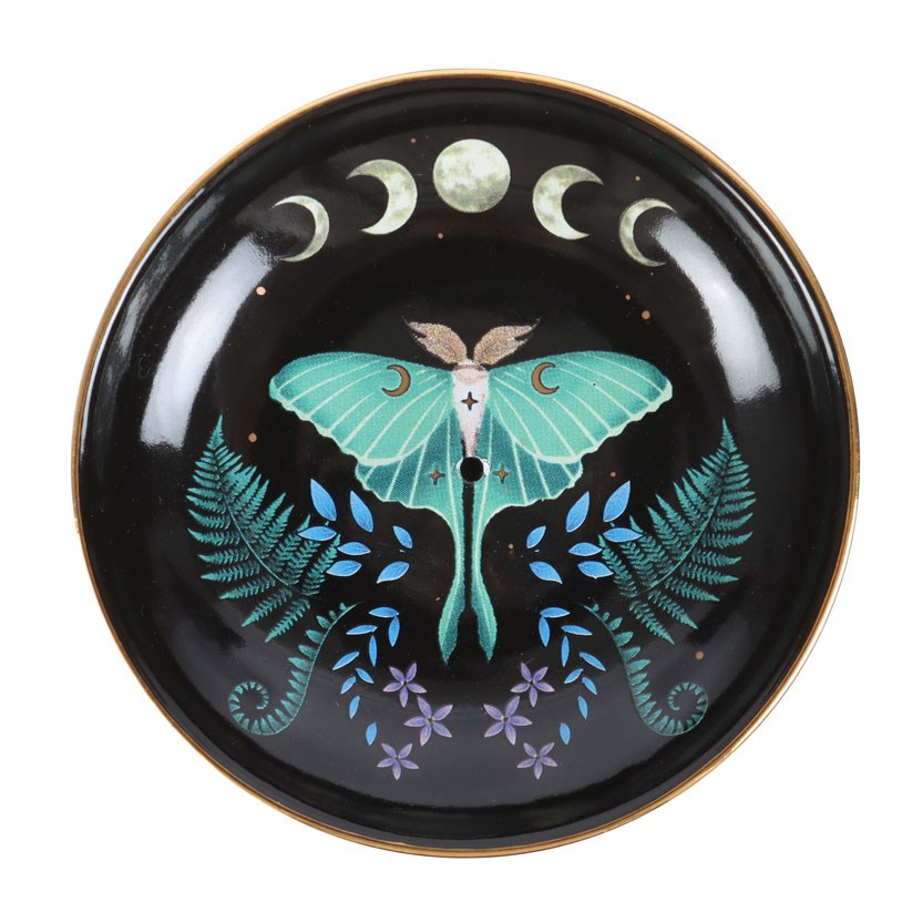 Celestial Luna Moth & Moon Phase Incense Plate2