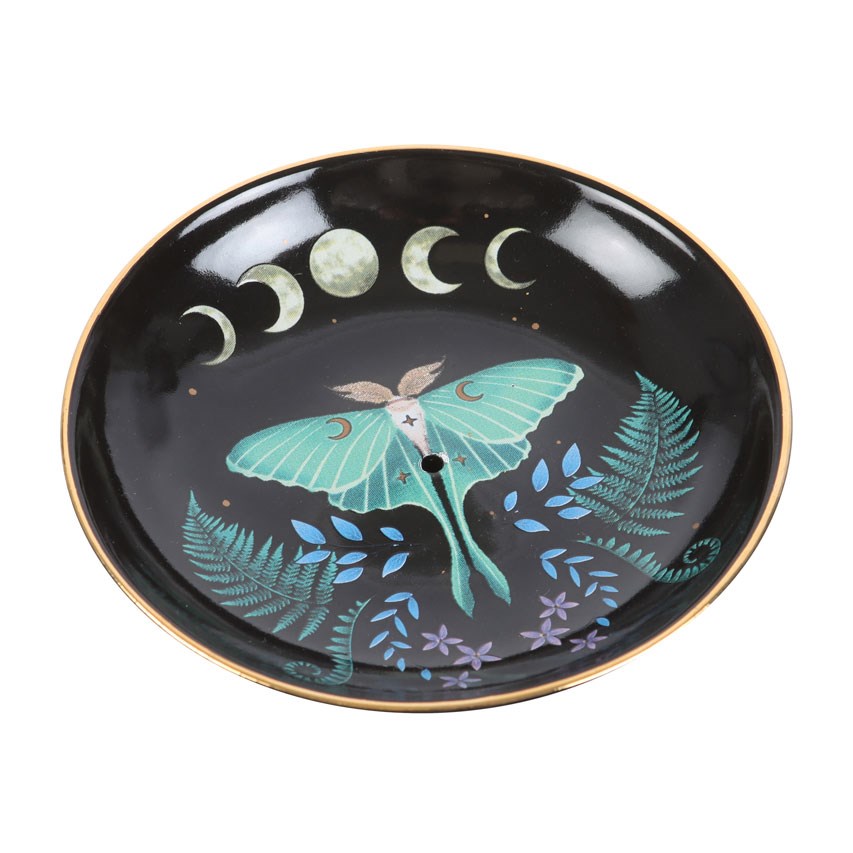 Celestial Luna Moth & Moon Phase Incense Plate3