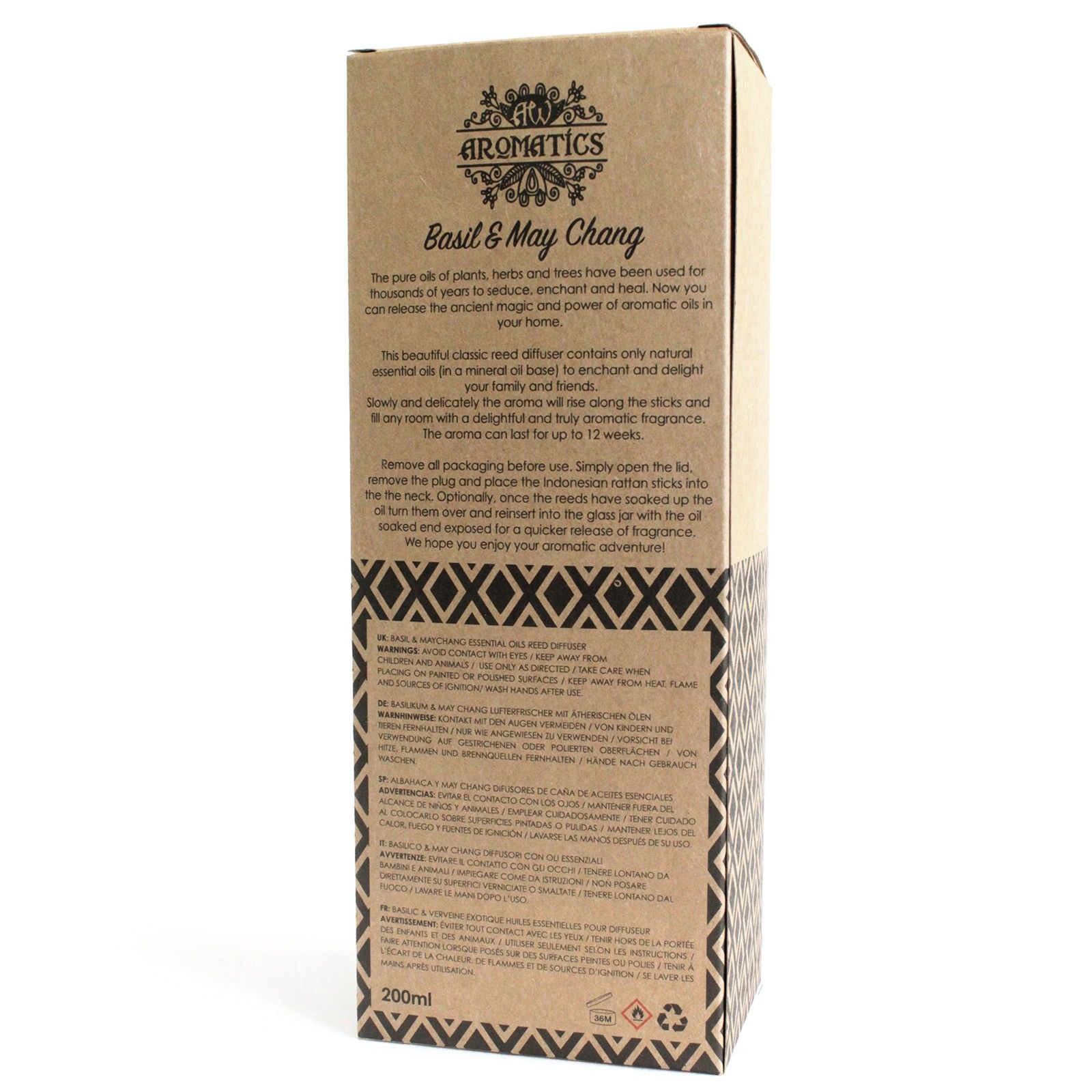 Basil & May Chang Essential Oil Reed Diffuser 200ml3