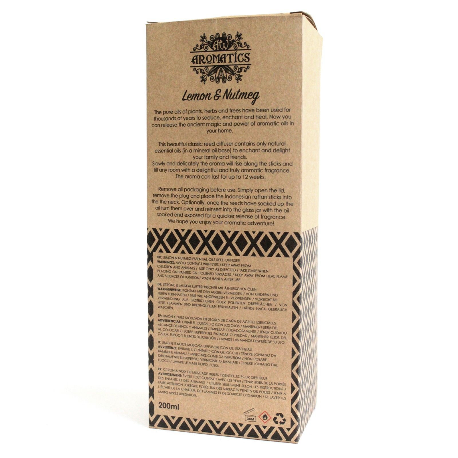 Lemon & Nutmeg Essential Oil Reed Diffuser 200ml3