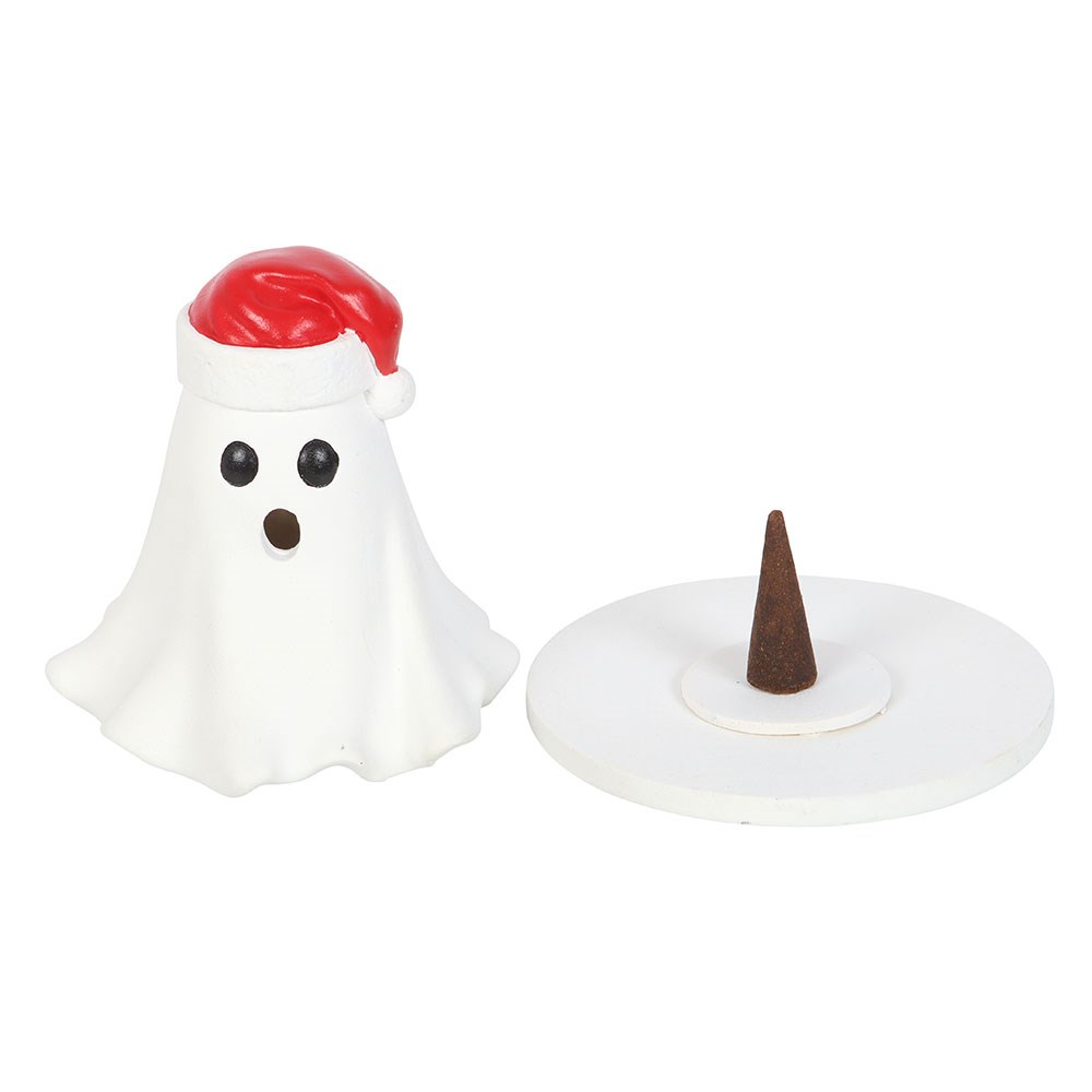 Ghost with Santa Hat Incense Cone Holder2