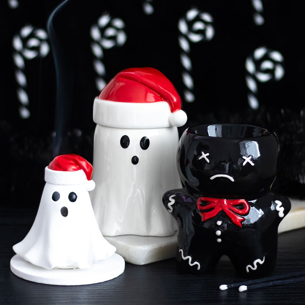 Ghost with Santa Hat Incense Cone Holder5