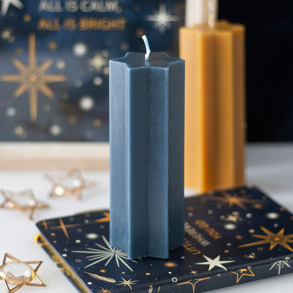 Starry Night Star-Shaped Taper Candle in Navy