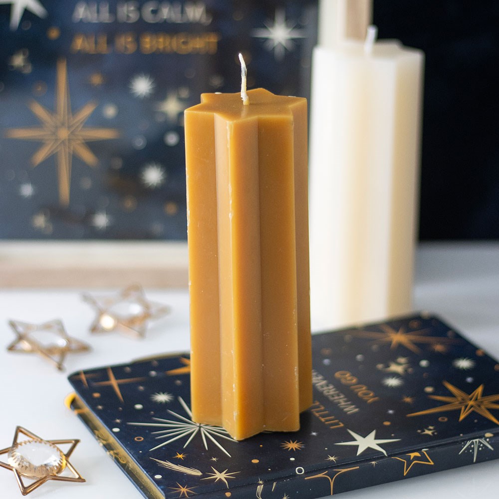 Starry Night Star-Shaped Taper Candle in Gold