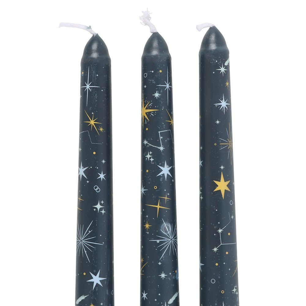 Starry Night Taper Candles - Set of 3 Celestial Dinner Candles1