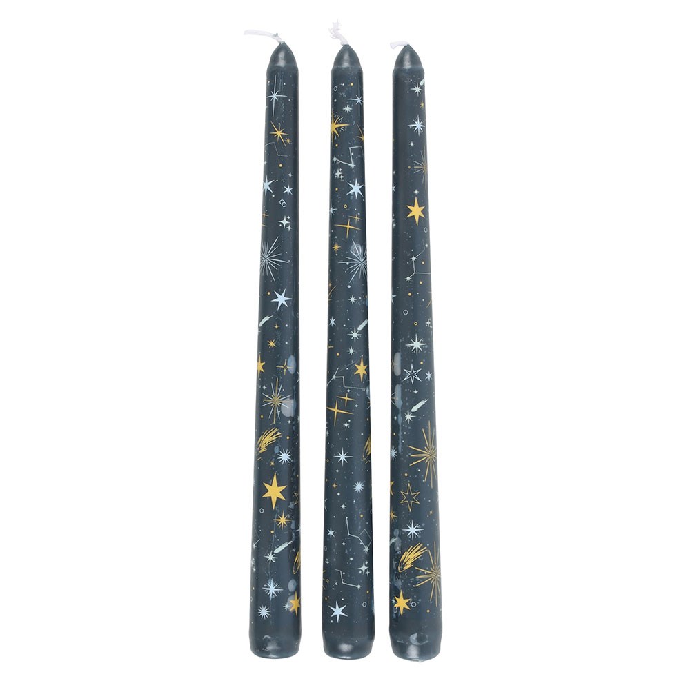 Starry Night Taper Candles - Set of 3 Celestial Dinner Candles2