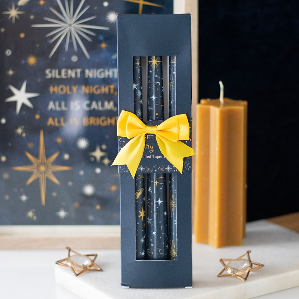 Starry Night Taper Candles - Set of 3 Celestial Dinner Candles3