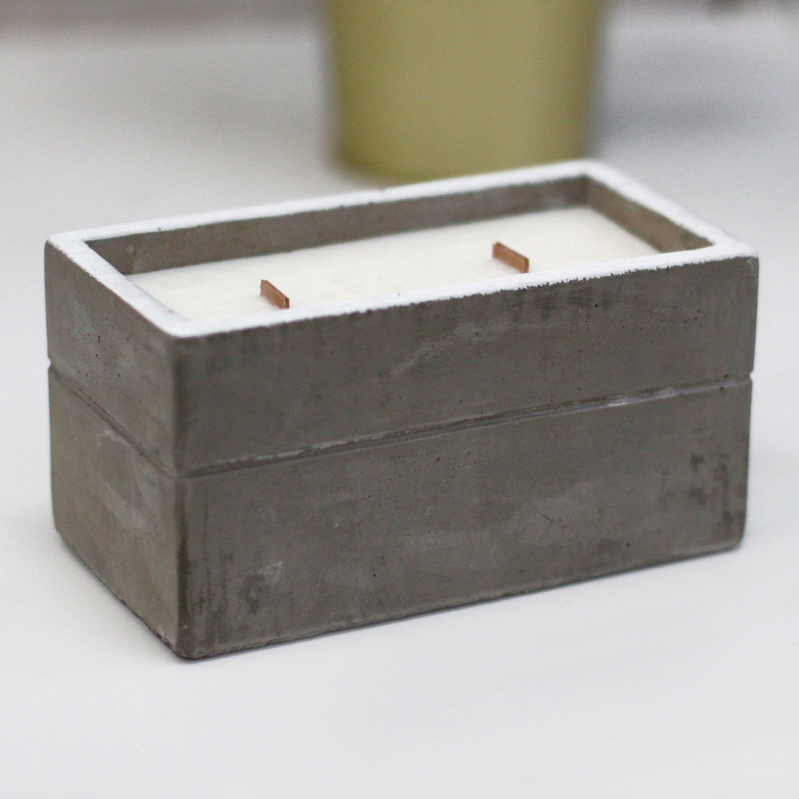 Large South Sea Lime Concrete Candle with Wooden Wick