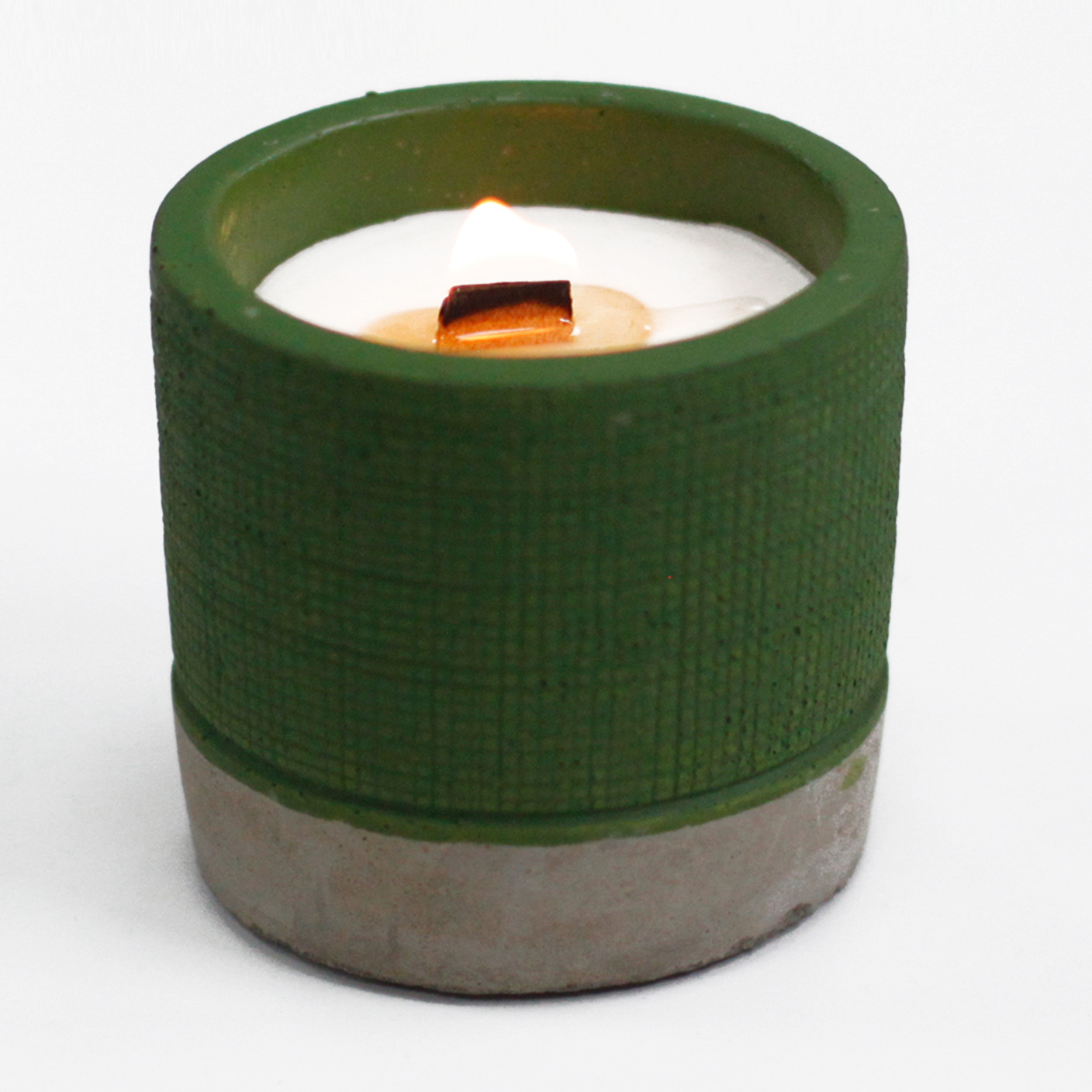 Sea Moss & Herbs Green Concrete Candle Pot with Wooden Wick1