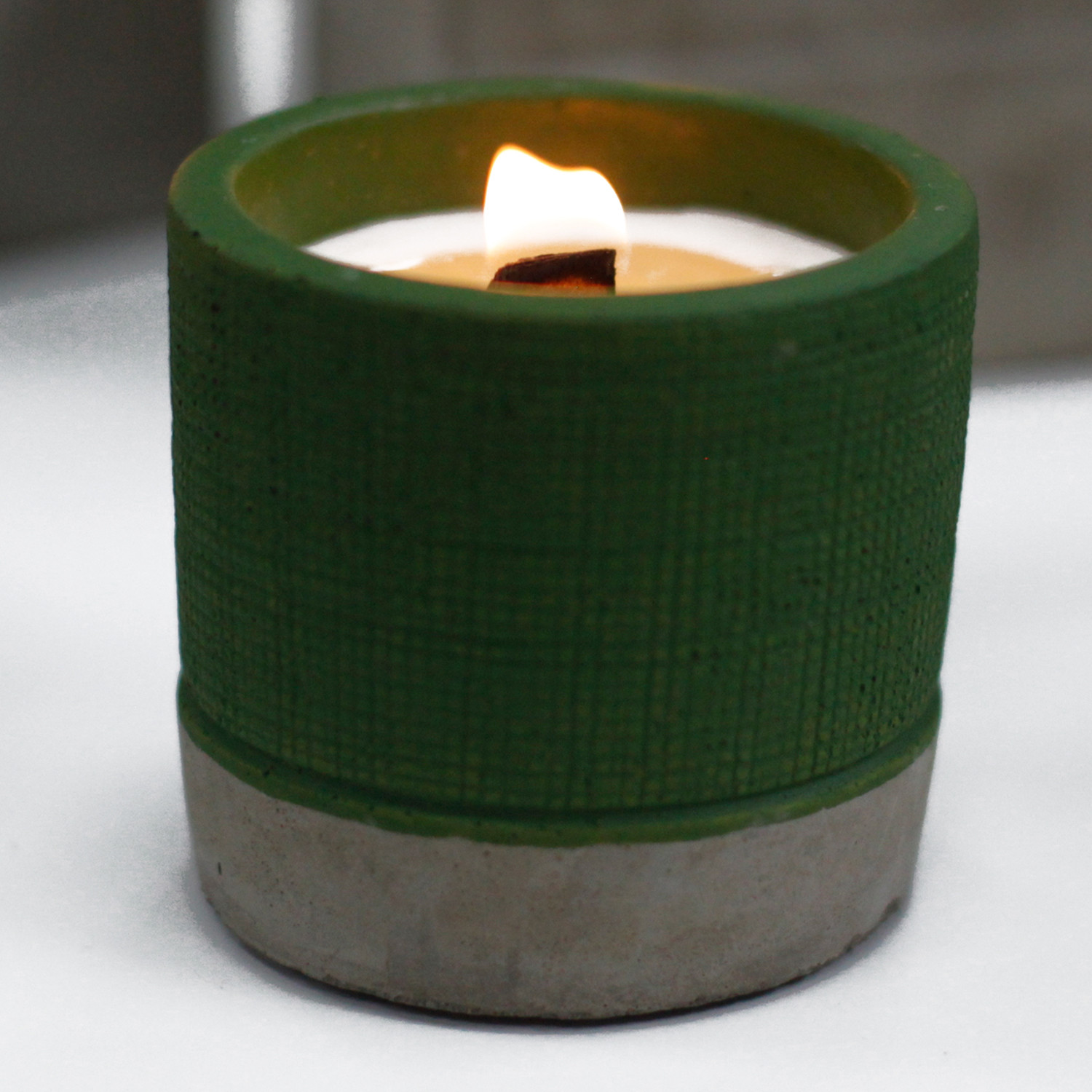 Sea Moss & Herbs Green Concrete Candle Pot with Wooden Wick2