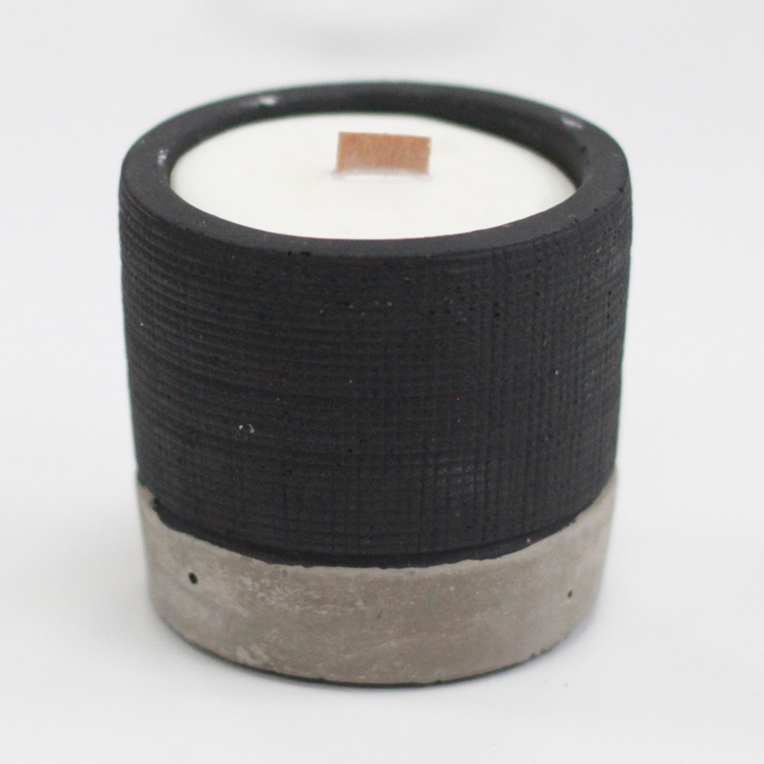 Brandy Butter Scented Black Concrete Candle Pot with Wooden Wick1