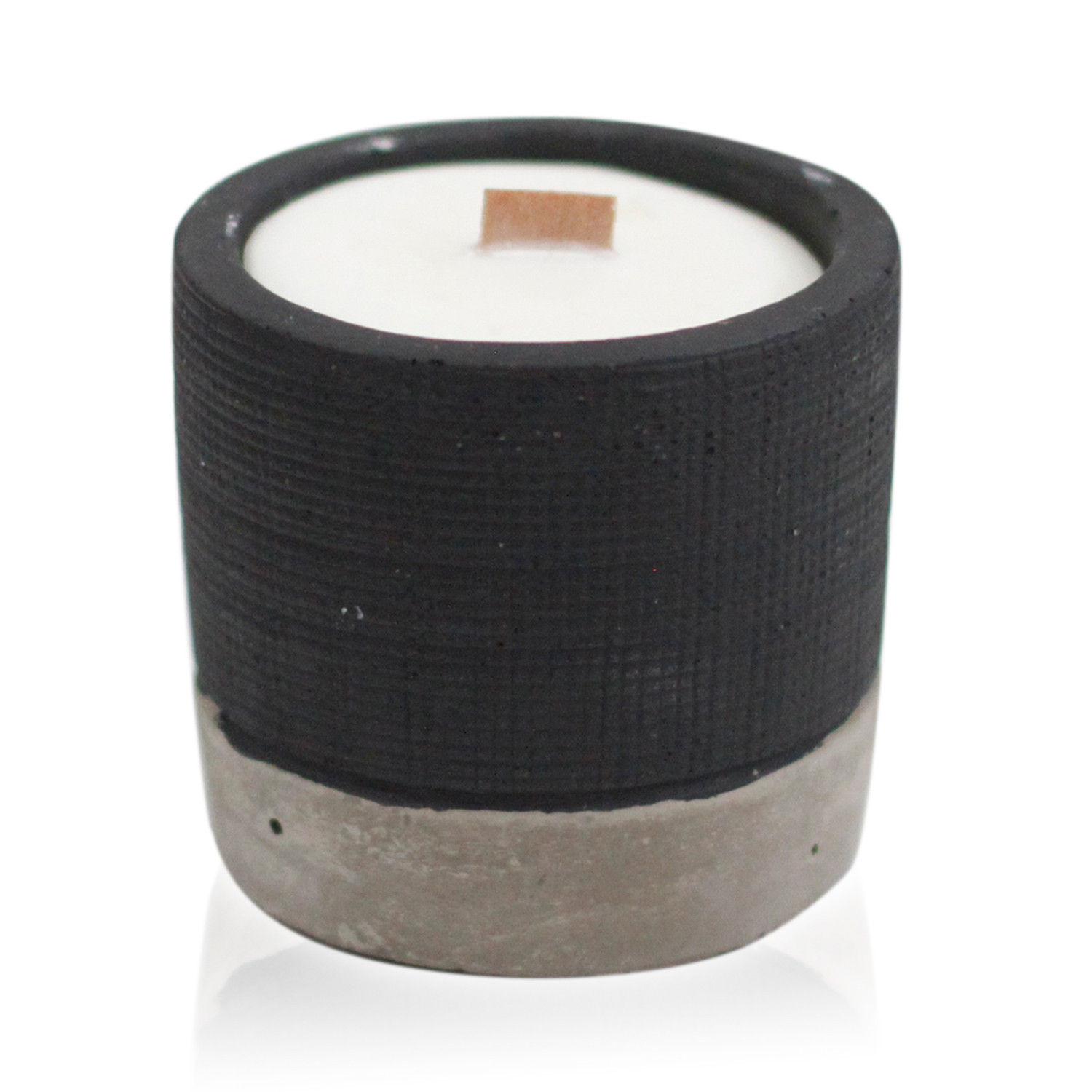 Brandy Butter Scented Black Concrete Candle Pot with Wooden Wick2