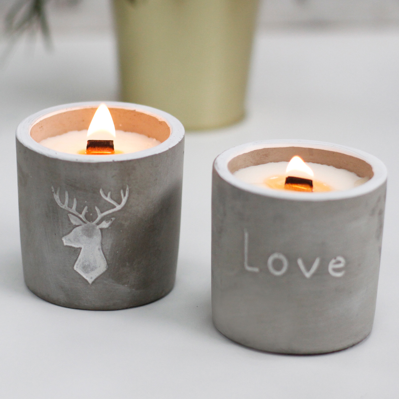 Purple Fig & Cassis Scented Concrete Candle Pot with Wooden Wick3