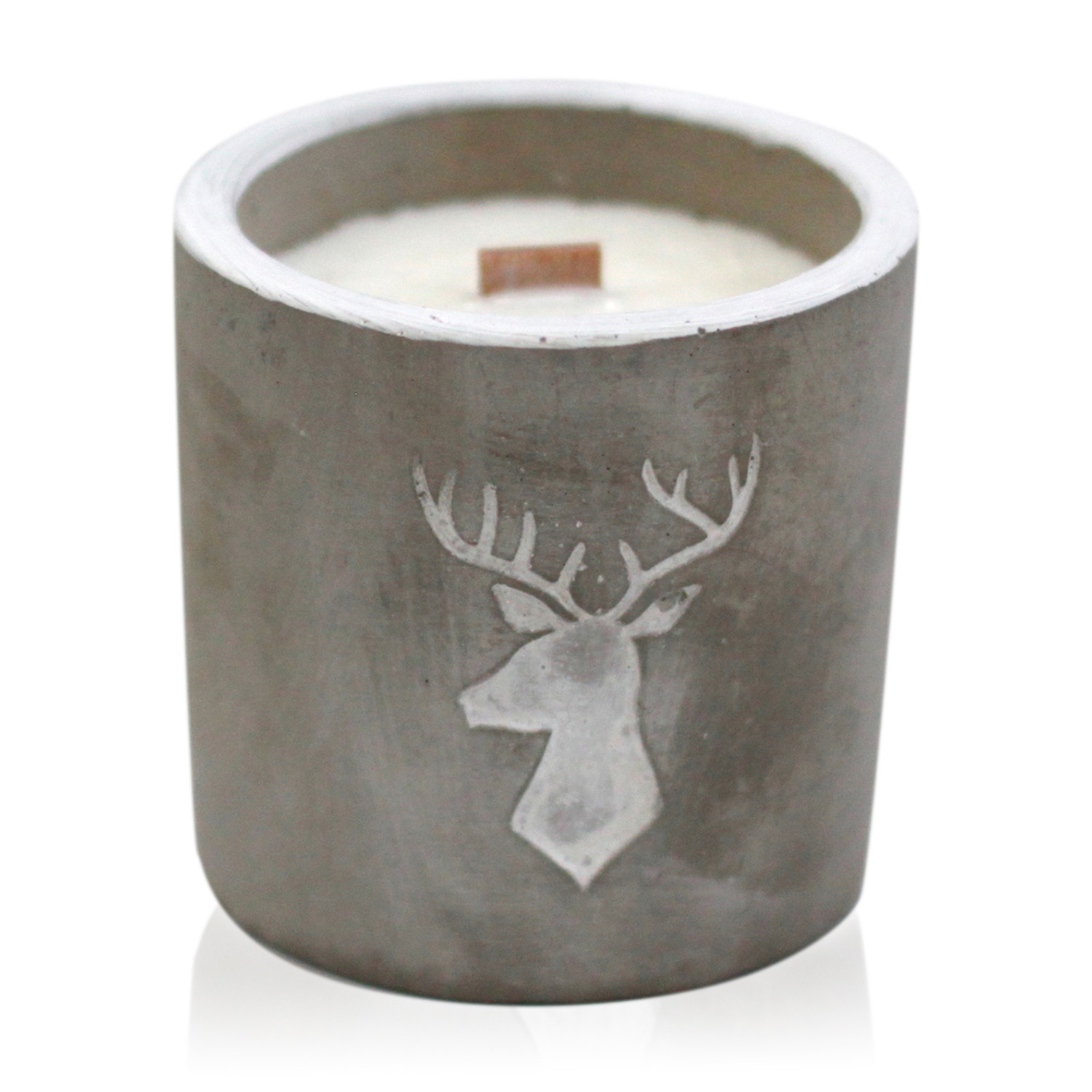 Whiskey & Woodsmoke Scented Concrete Candle Pot with Wooden Wick3