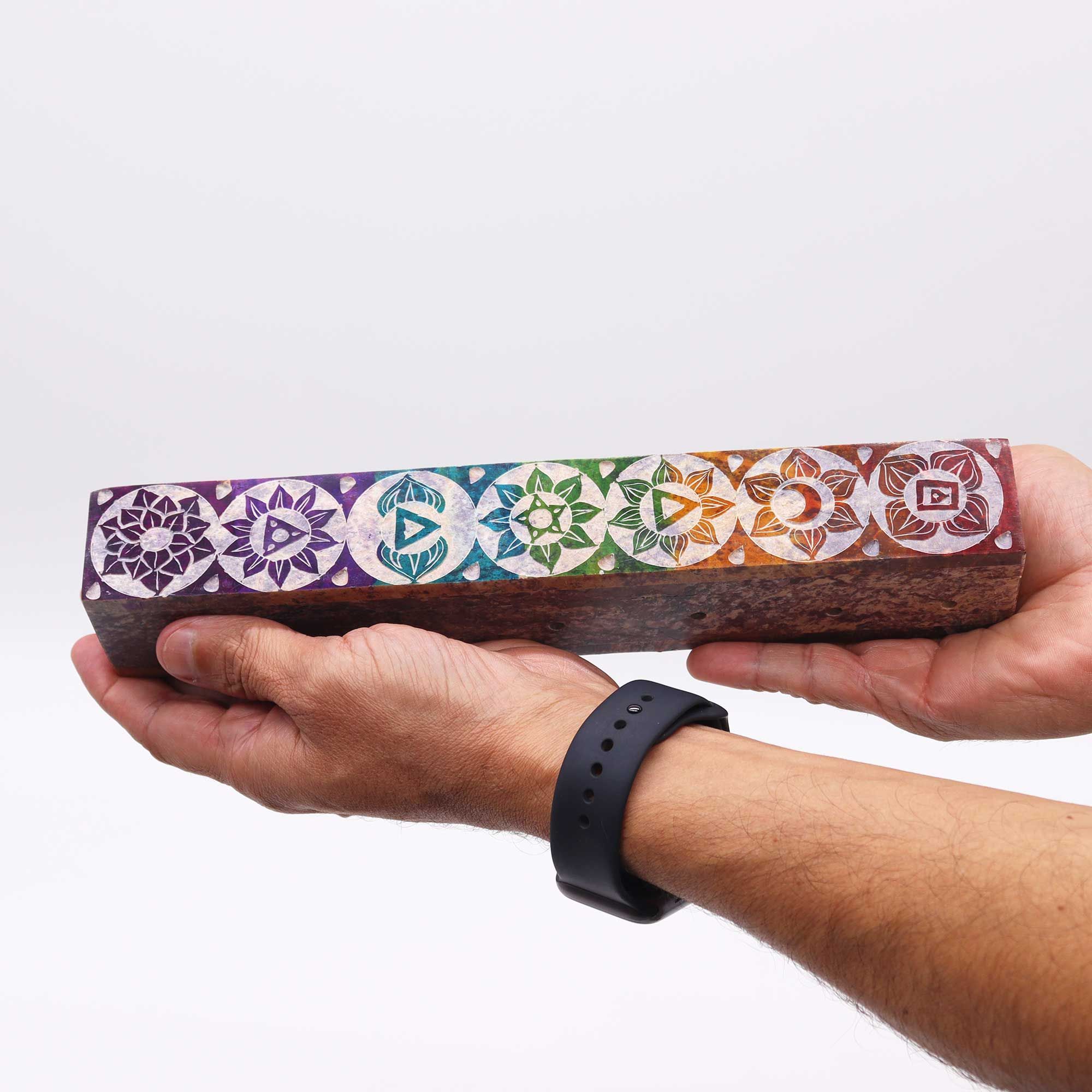 Chakra Soapstone Incense Box with Smoke Holes2