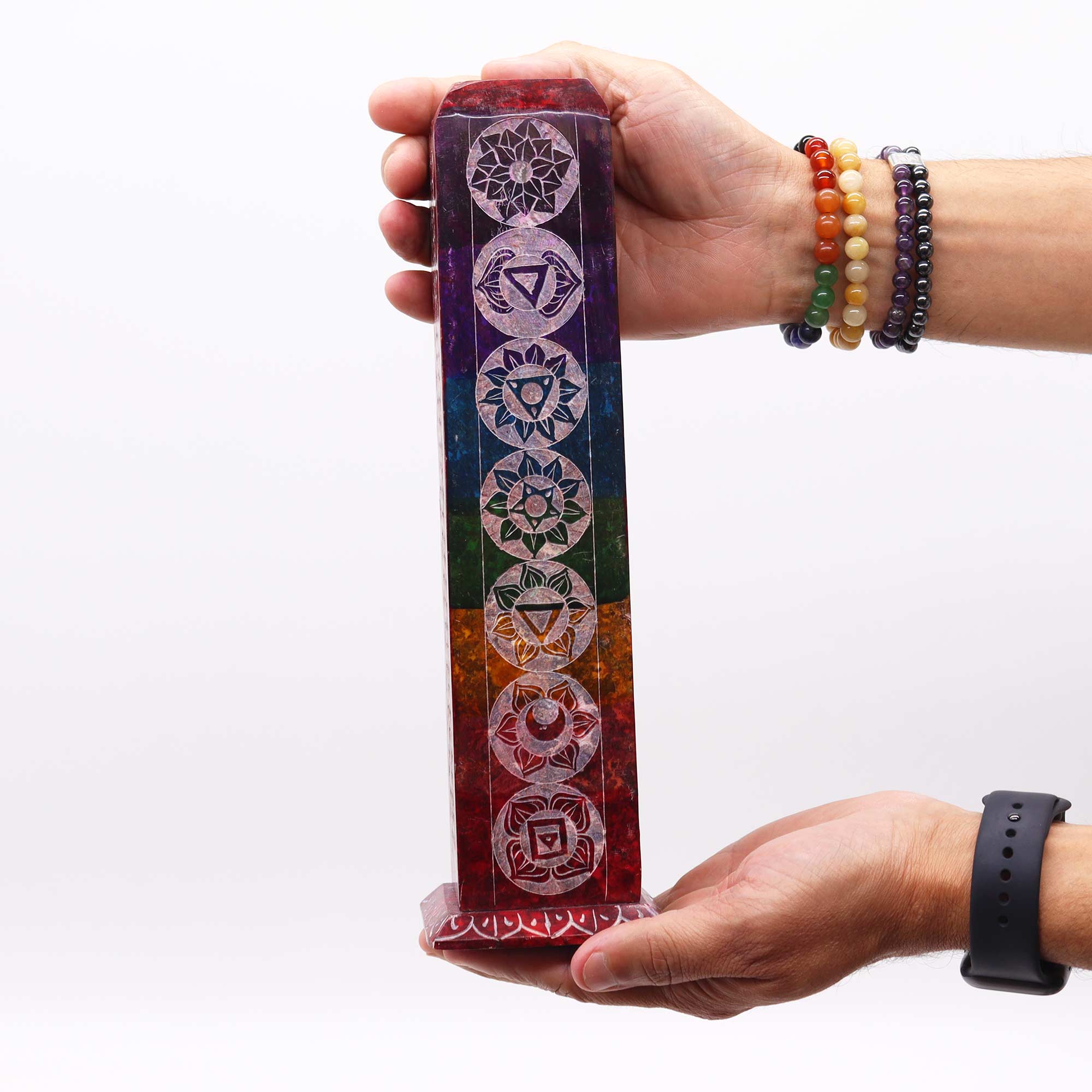 7 Chakra Soapstone Tower Incense Holder3