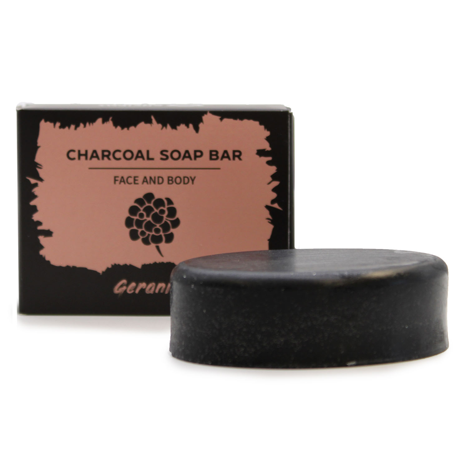 Geranium Activated Charcoal Soap - Natural Deep Cleansing Bar (85g)
