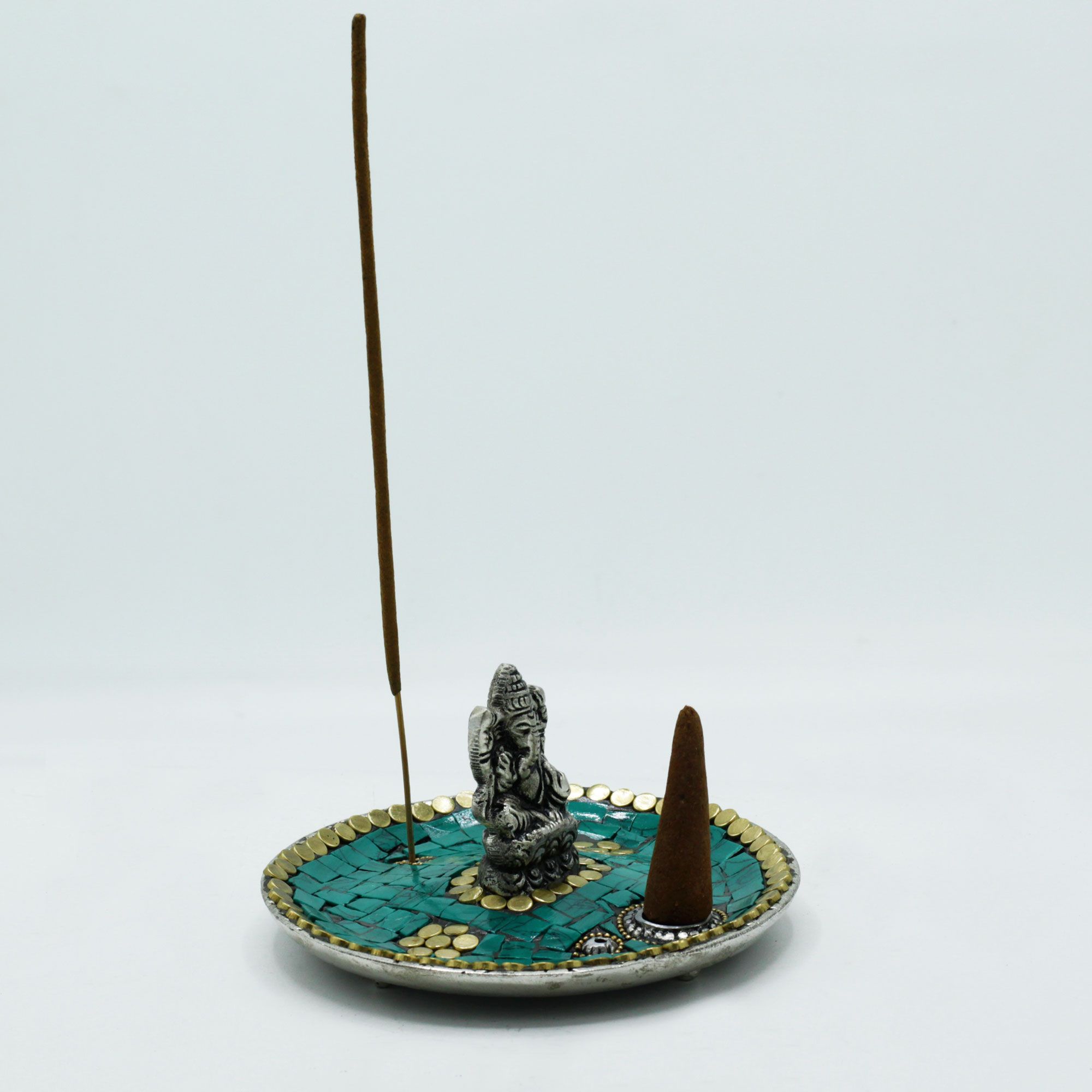 Handcrafted Ganesh Tibetan Incense Holder - Cone & Stick Burner1