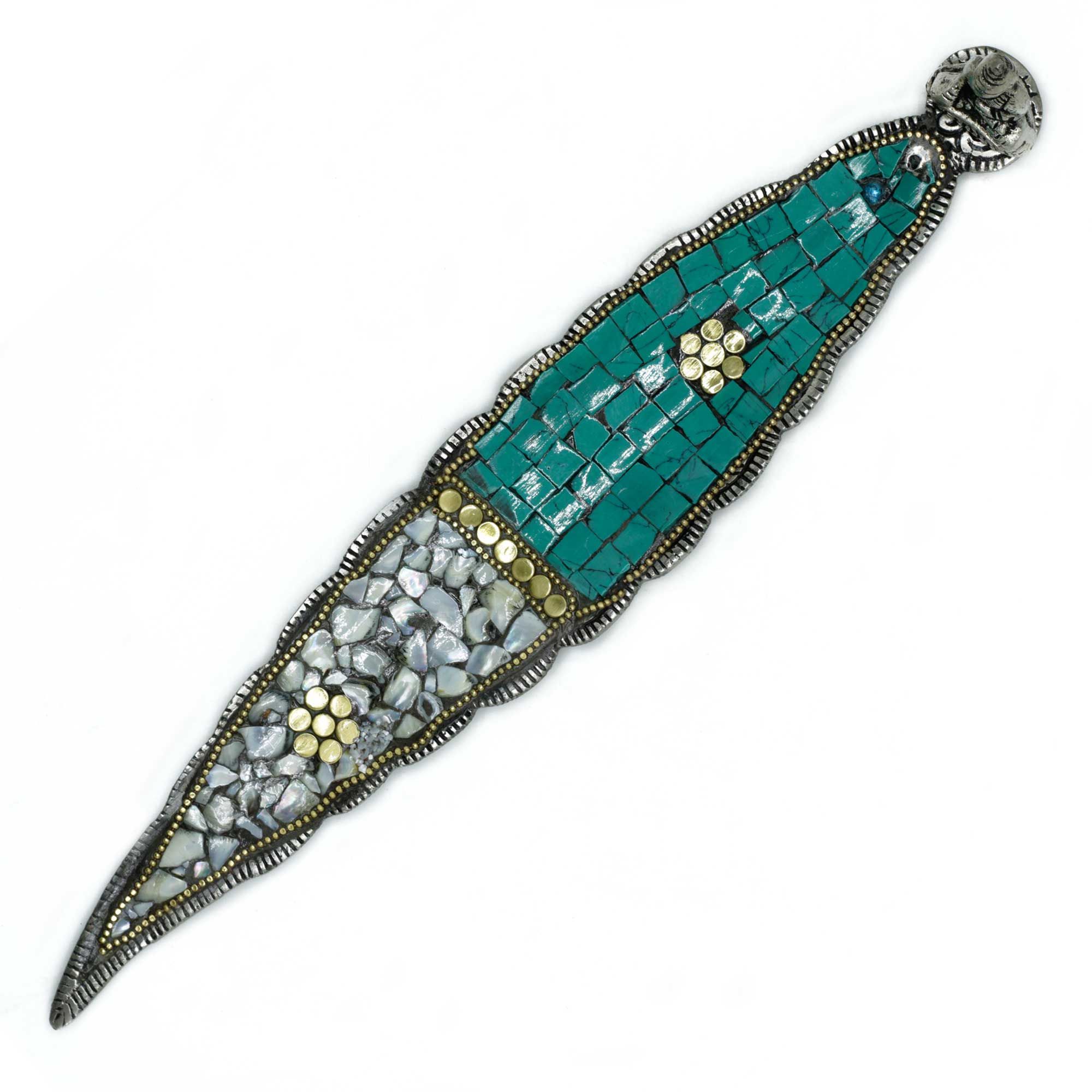 Handcrafted Buddha Leaf Incense Holder - Long Mosaic Ash Catcher for Tranquillity