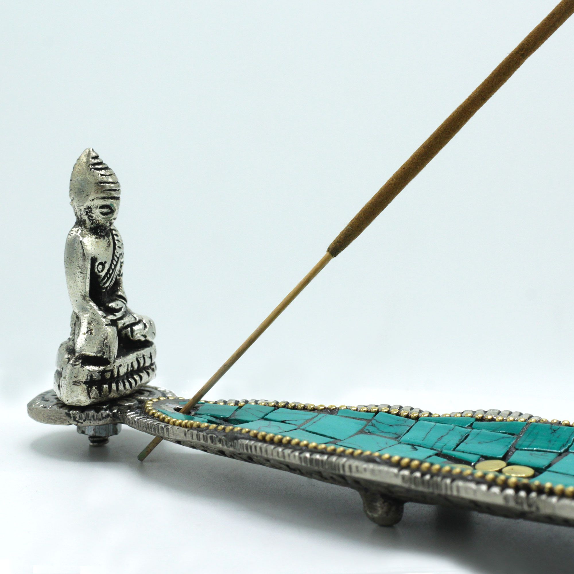 Handcrafted Buddha Leaf Incense Holder - Long Mosaic Ash Catcher for Tranquillity3