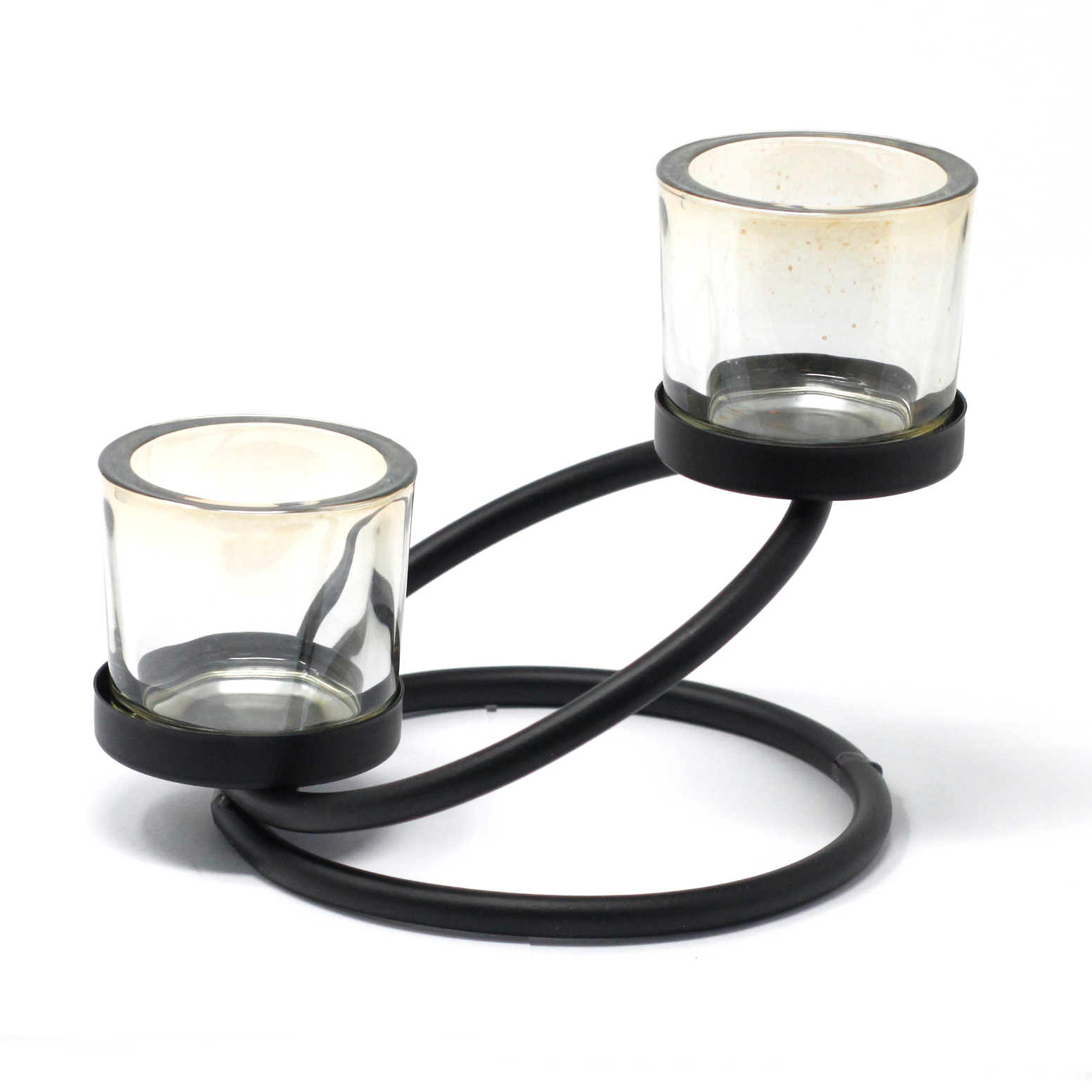 Double Step Iron Votive Candle Holder - 2-Cup Spiral Centrepiece