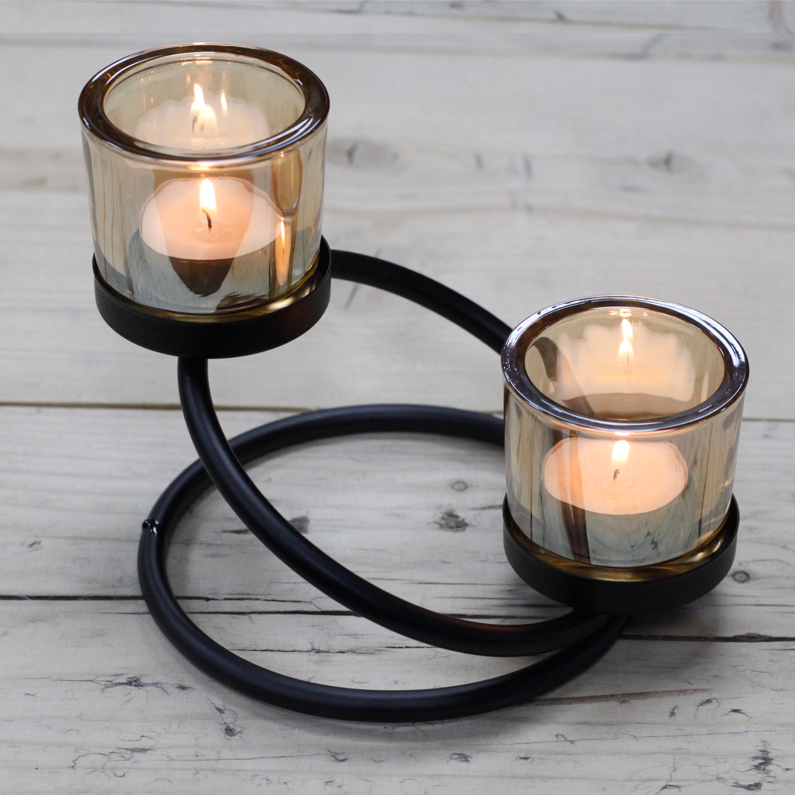Double Step Iron Votive Candle Holder - 2-Cup Spiral Centrepiece2