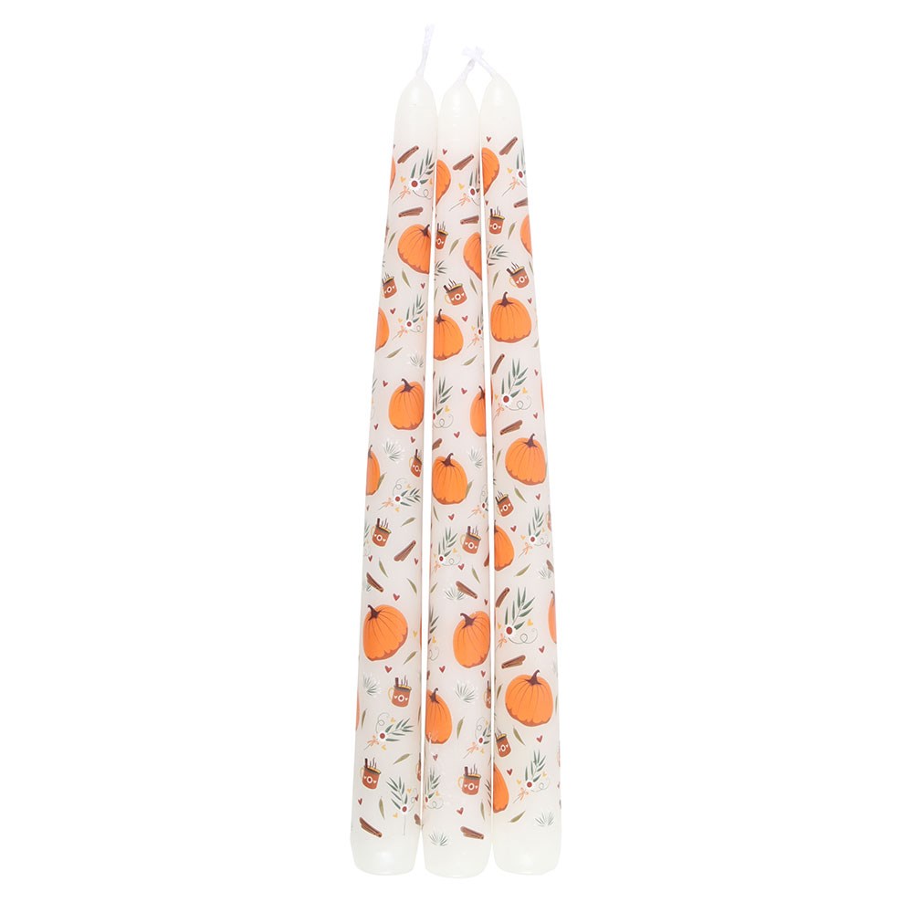 Autumn Pumpkin Taper Candles - Set of 3 for Seasonal Home Decor3