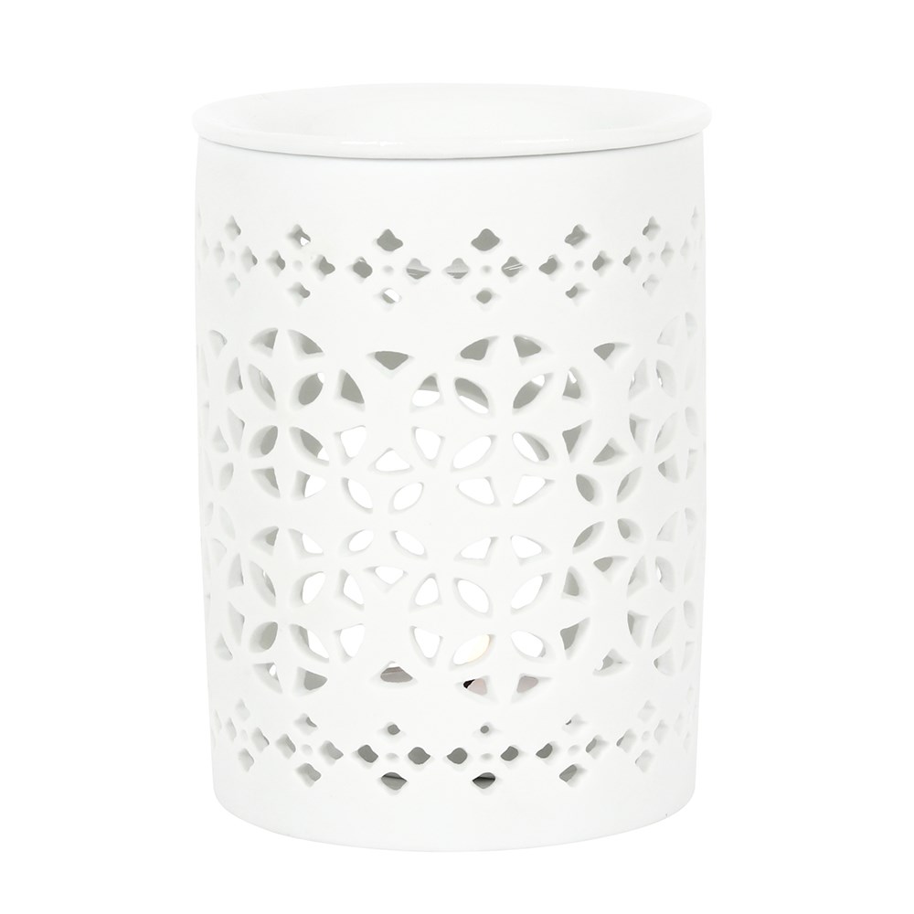 Elegant White Matte Cut Out Oil Burner & Wax Warmer1