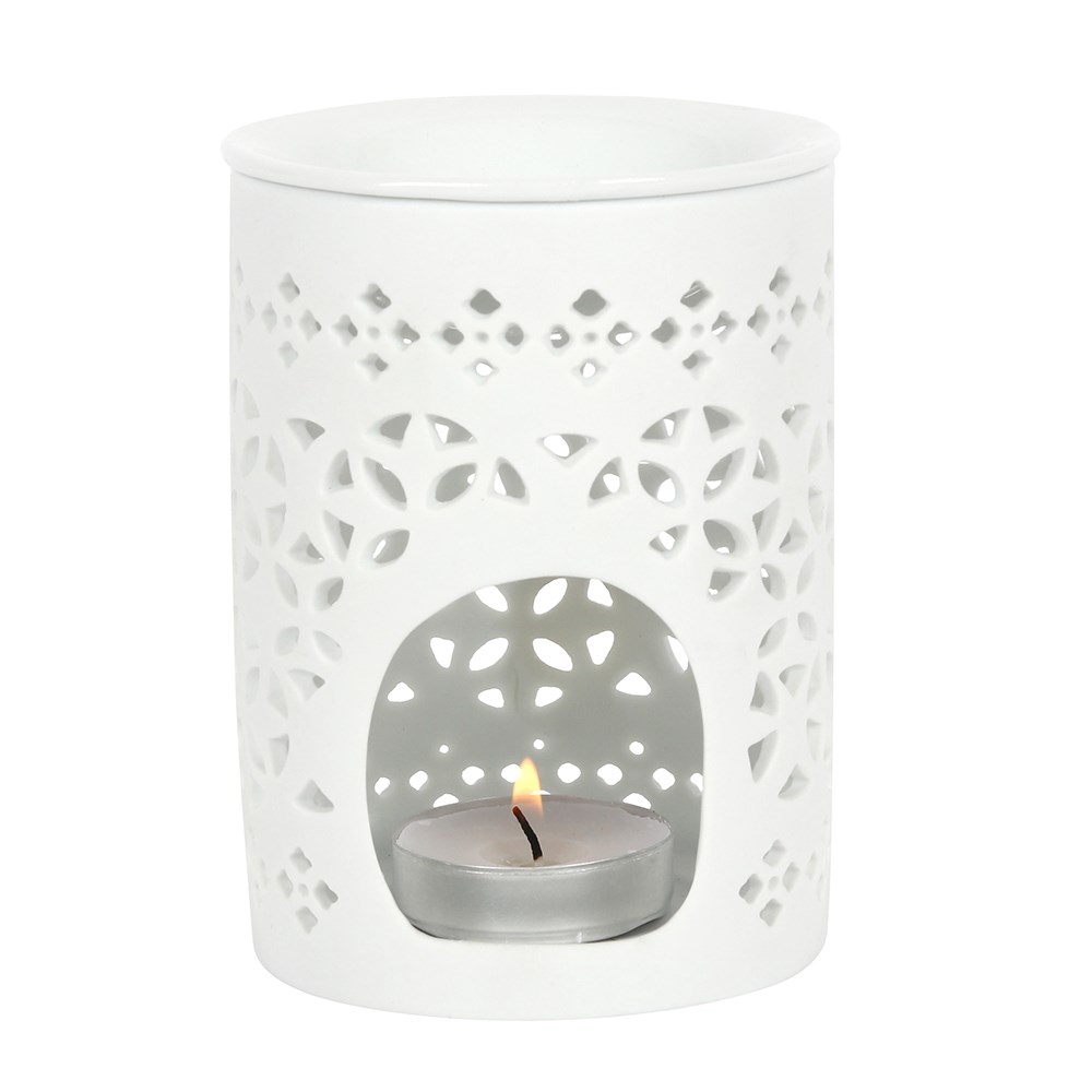Elegant White Matte Cut Out Oil Burner & Wax Warmer2