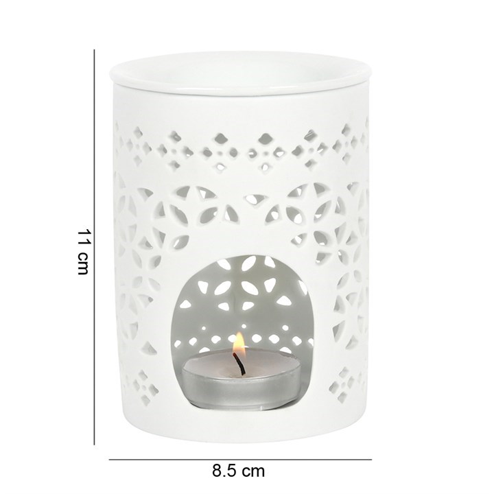 Elegant White Matte Cut Out Oil Burner & Wax Warmer3