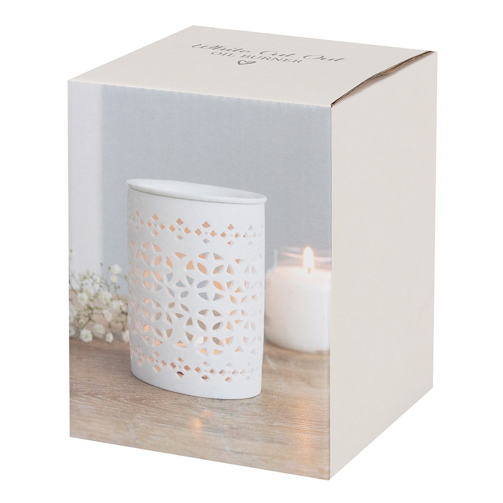 Elegant White Matte Cut Out Oil Burner & Wax Warmer4