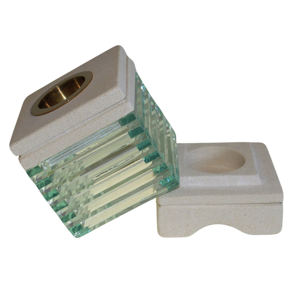 Hand-Carved Sandstone & Glass Brick Oil Burner | Modern Wax Melt Warmer1