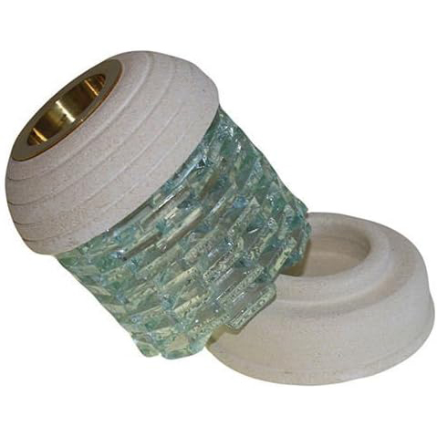 Hand-Carved Sandstone & Round Glass Brick Oil Burner | Artisan Wax Melt Warmer1