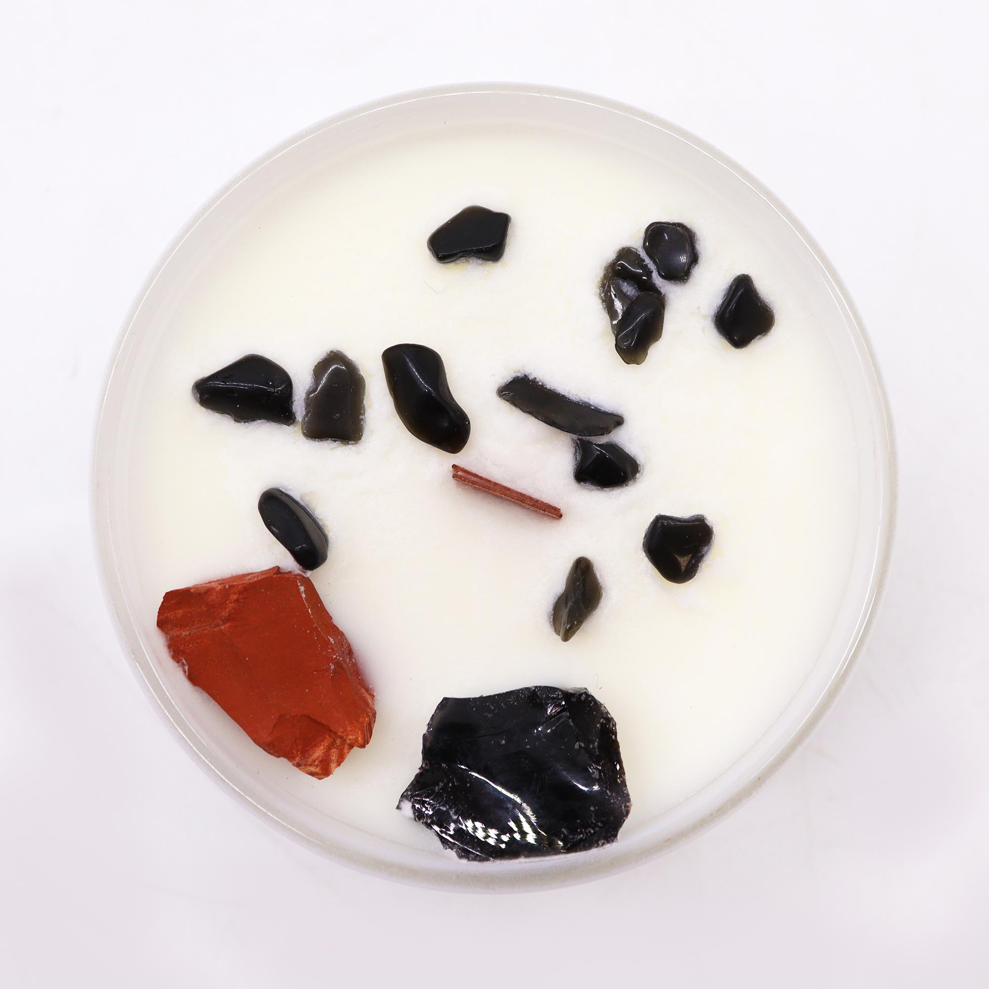 Root Chakra Crystal Candle with Red Jasper & Black Agate1