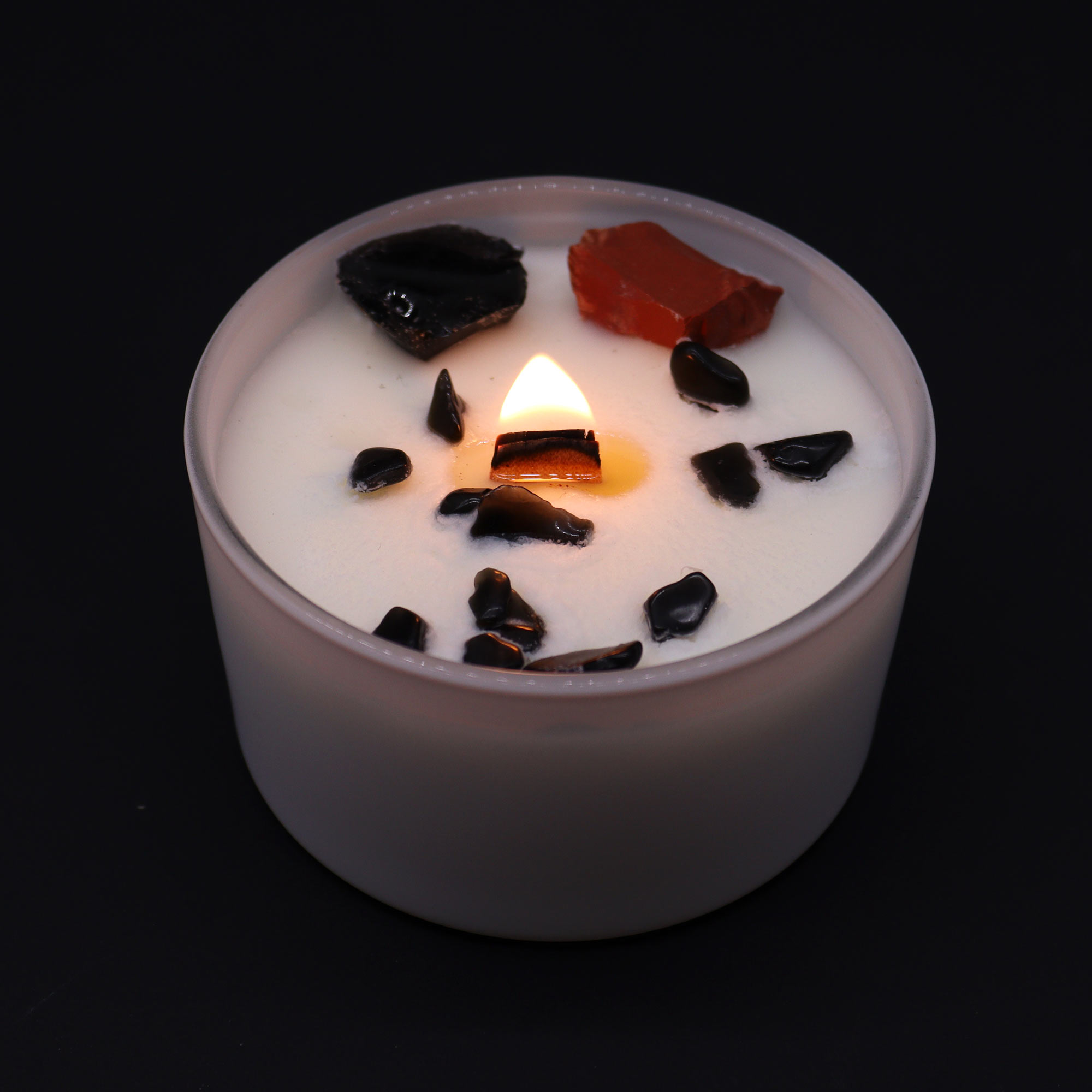 Root Chakra Crystal Candle with Red Jasper & Black Agate4