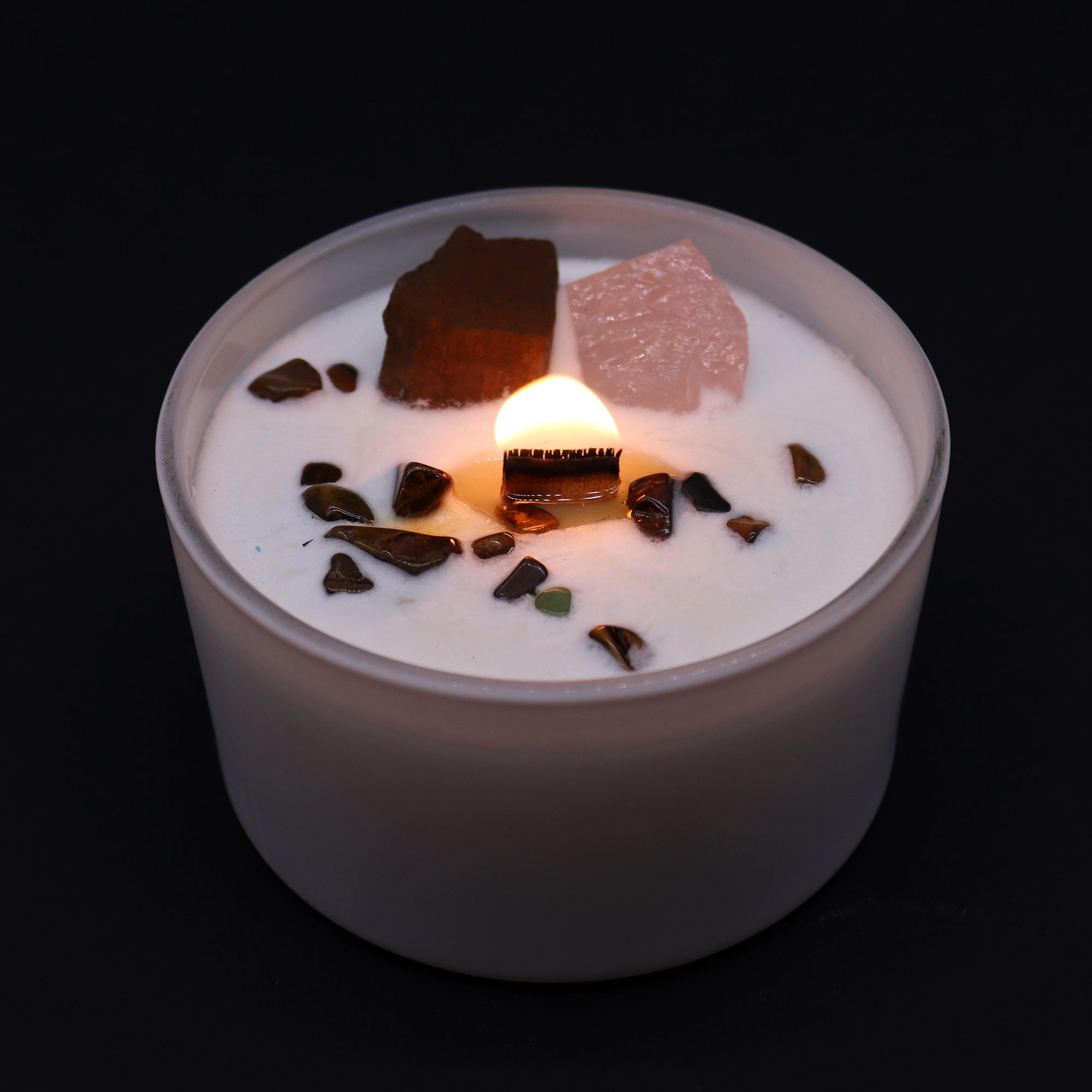 Sacred Chakra Crystal Candle with Tiger Eye & Rose Quartz6