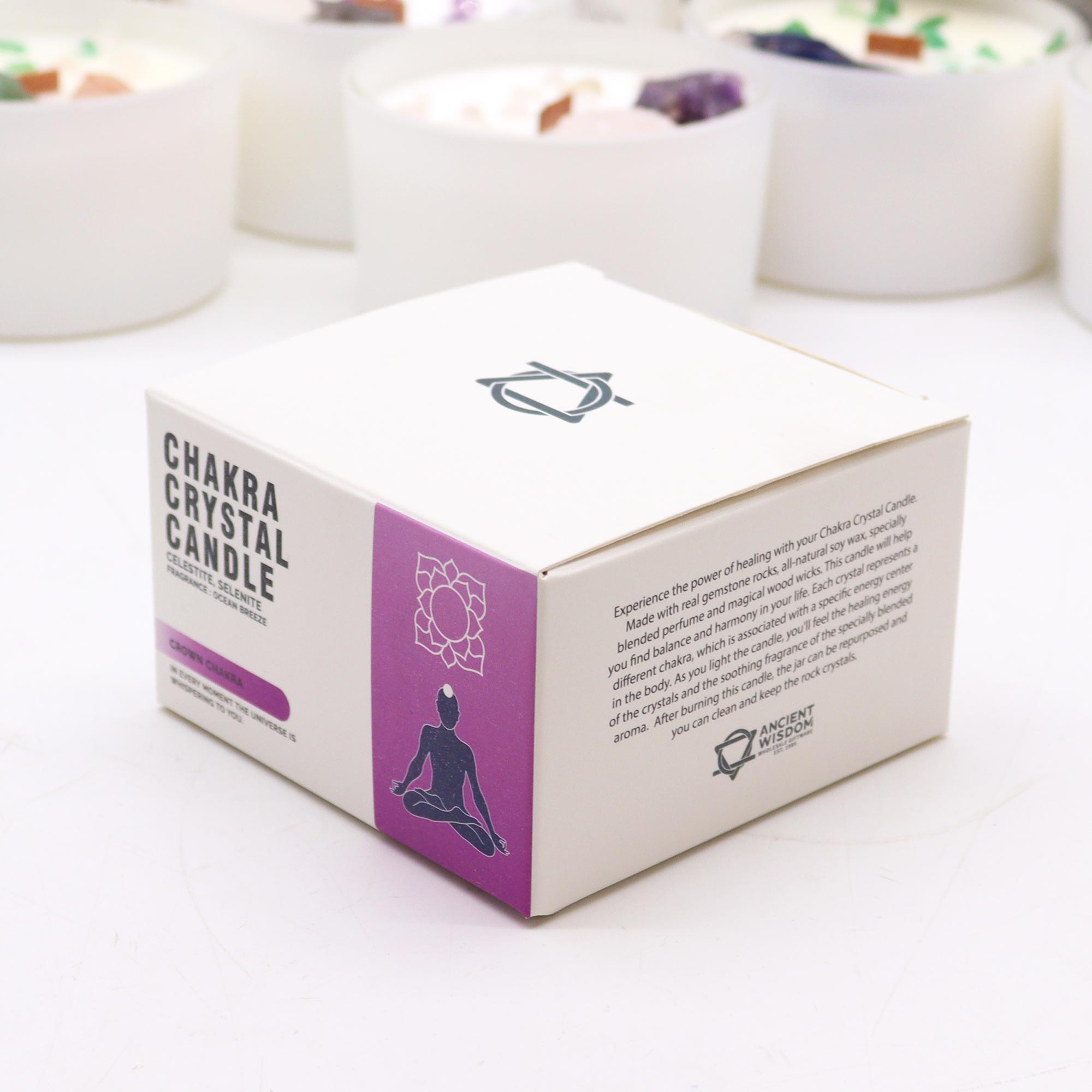Crown Chakra Crystal Candle with Celestite & Selenite Crystals2