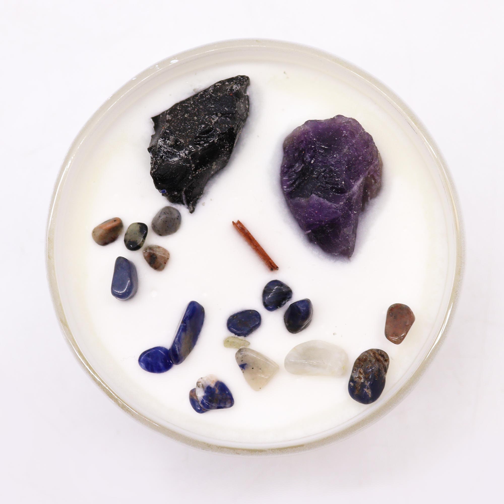 Solar Plexus Chakra Crystal Candle with Amethyst & Black Agate1