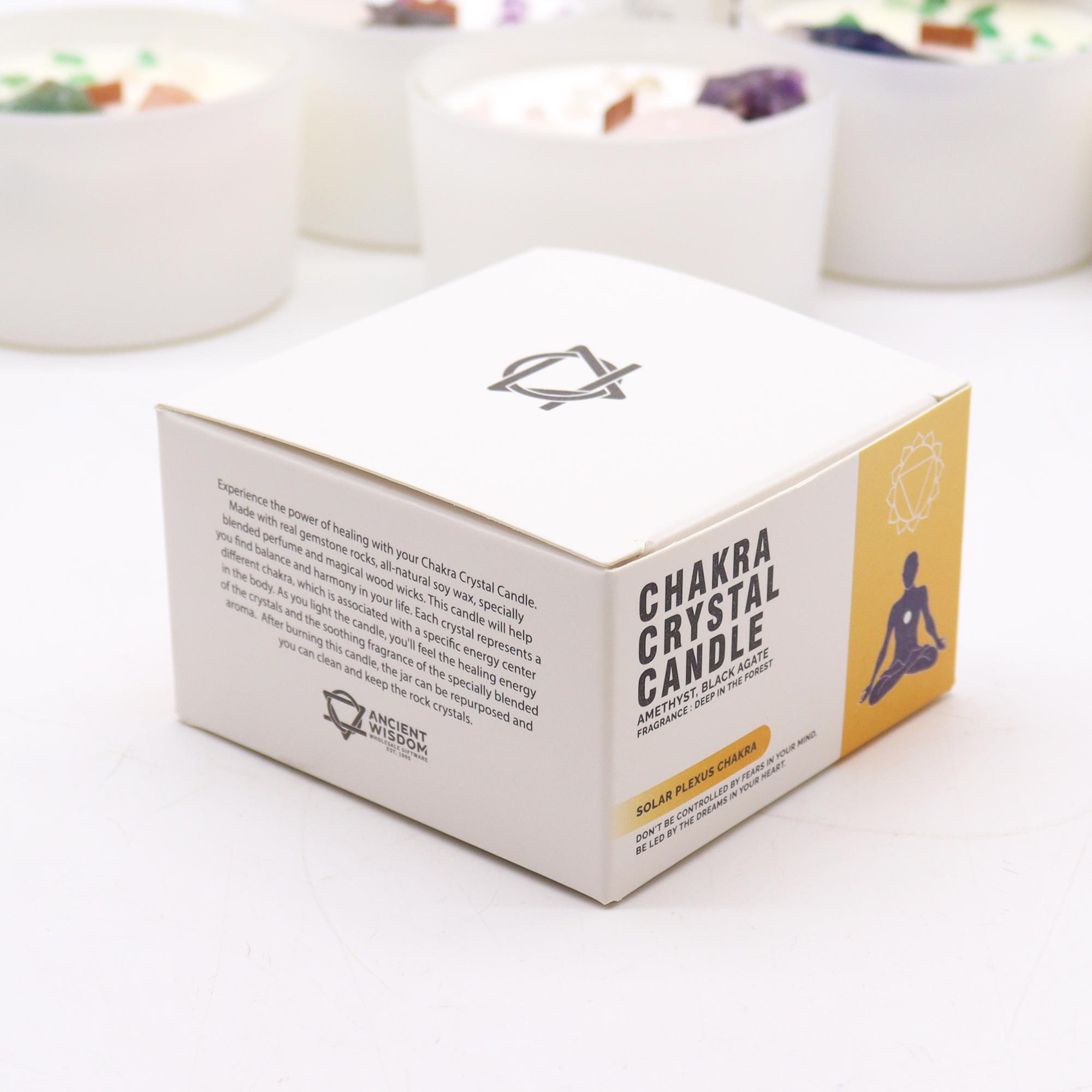 Solar Plexus Chakra Crystal Candle with Amethyst & Black Agate2
