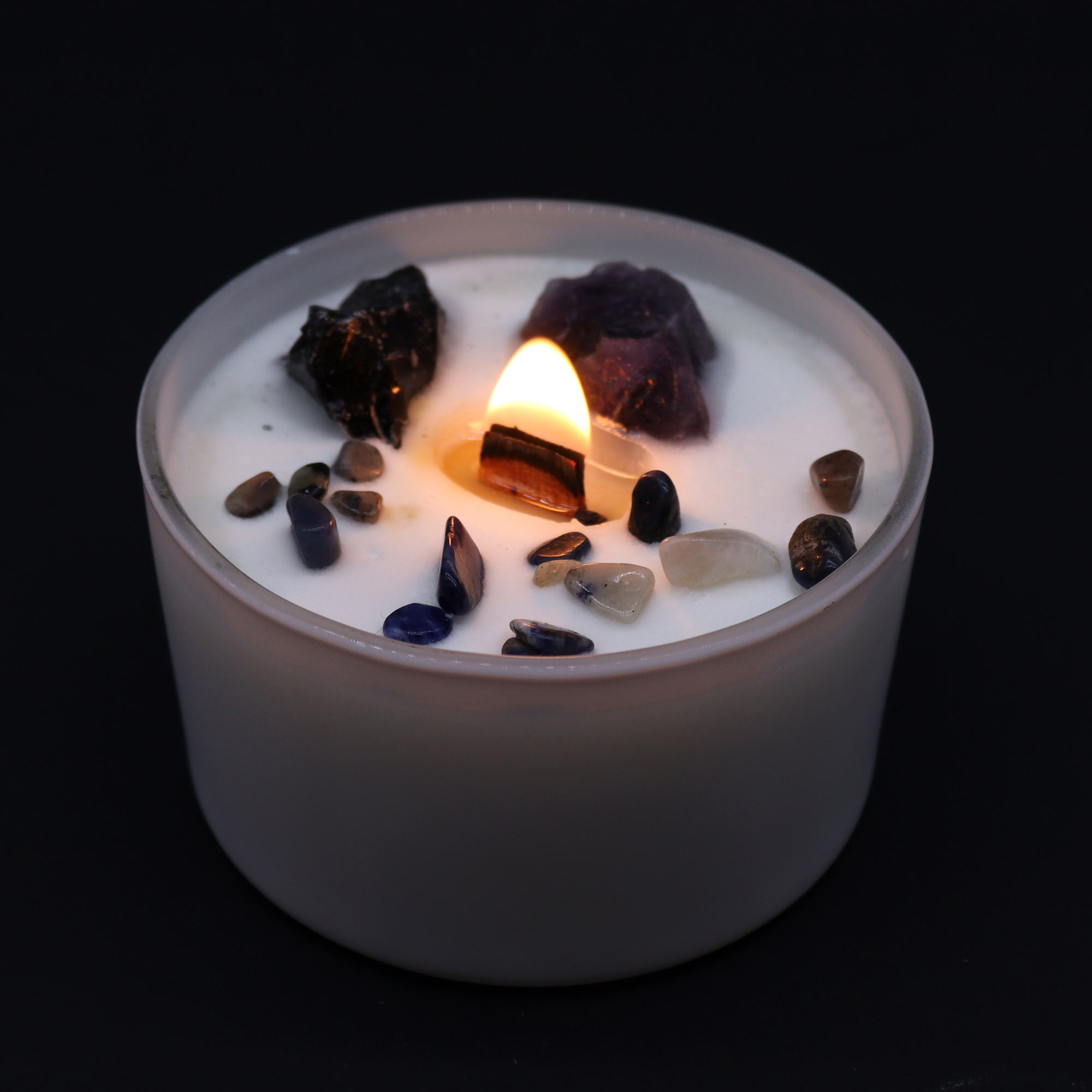 Solar Plexus Chakra Crystal Candle with Amethyst & Black Agate4