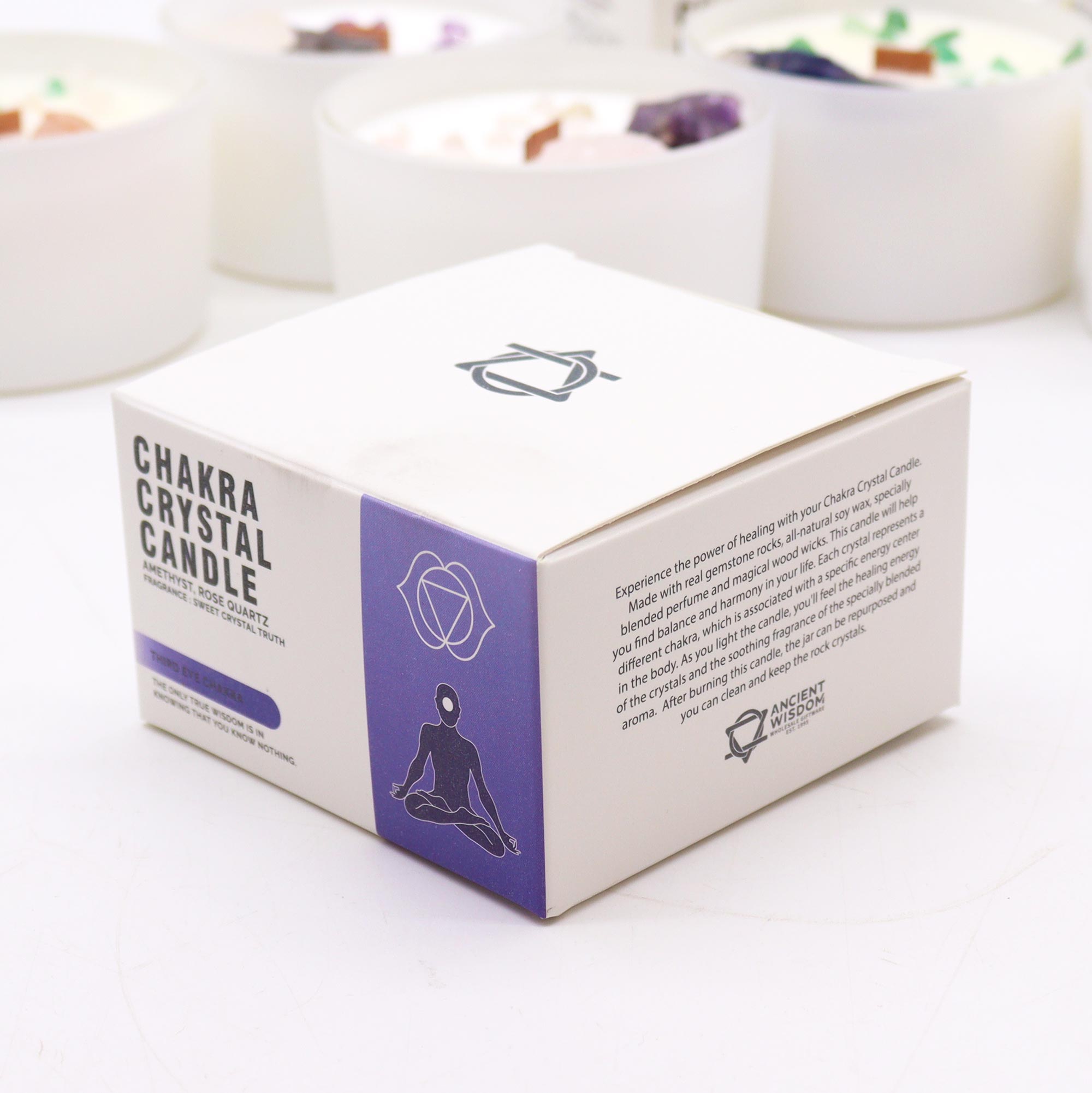 Third Eye Chakra Crystal Candle with Amethyst & Rose Quartz2