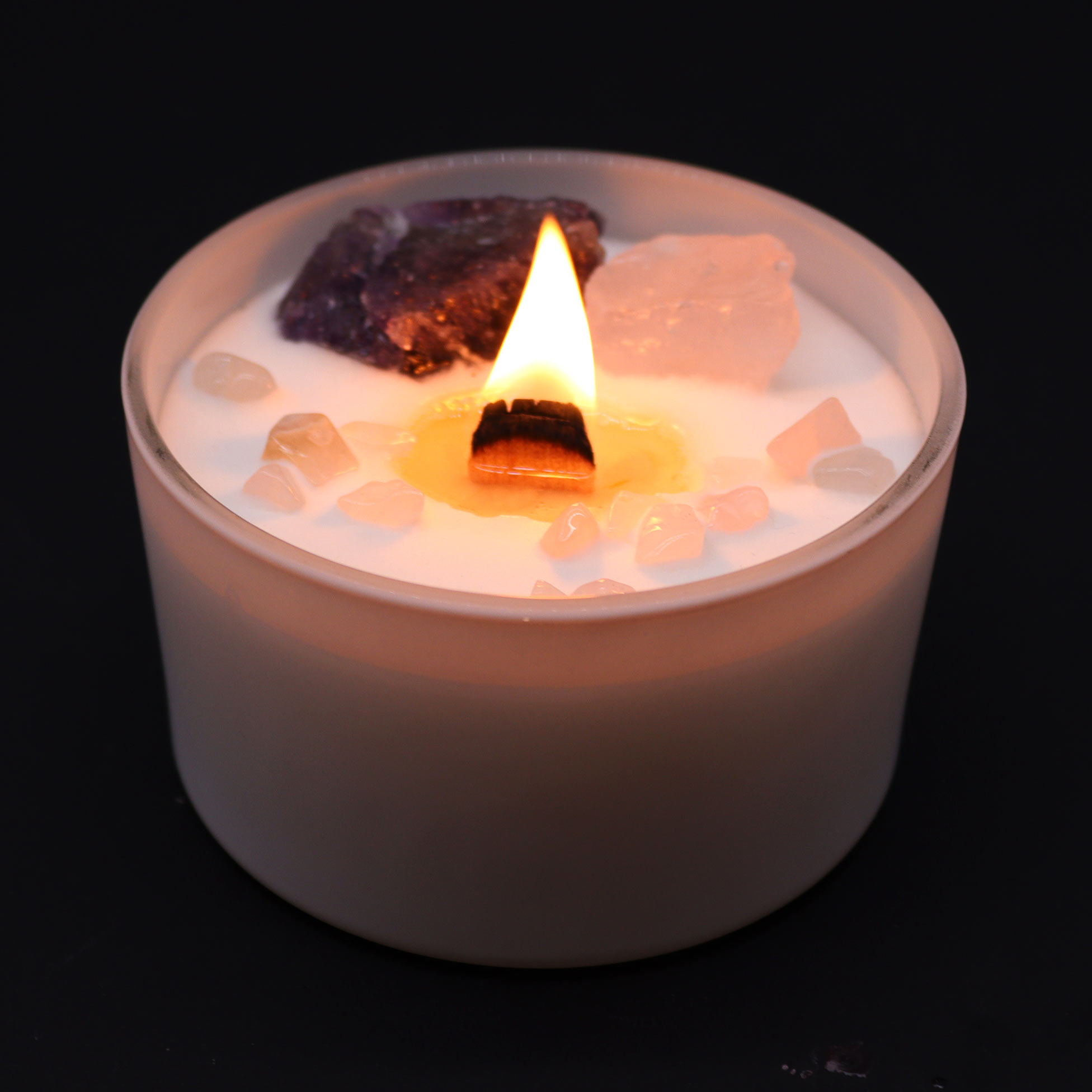 Third Eye Chakra Crystal Candle with Amethyst & Rose Quartz4