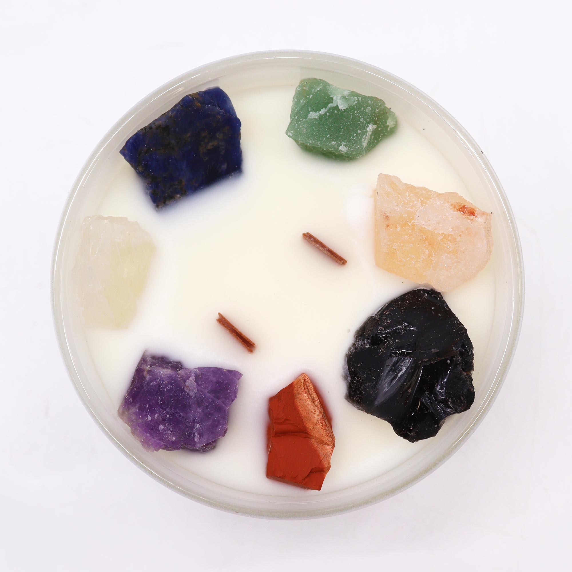 Large 7 Chakra Crystal Candle with 7 Different Gemstones1