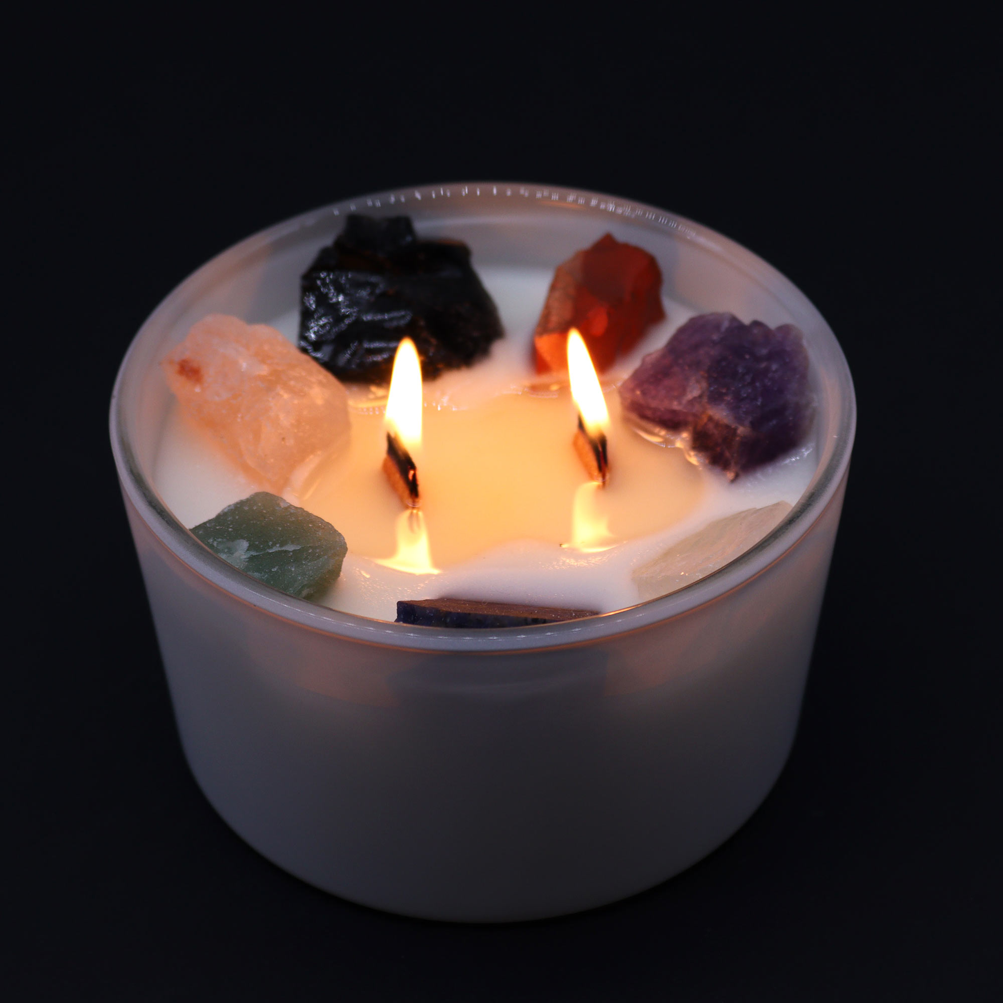 Large 7 Chakra Crystal Candle with 7 Different Gemstones4