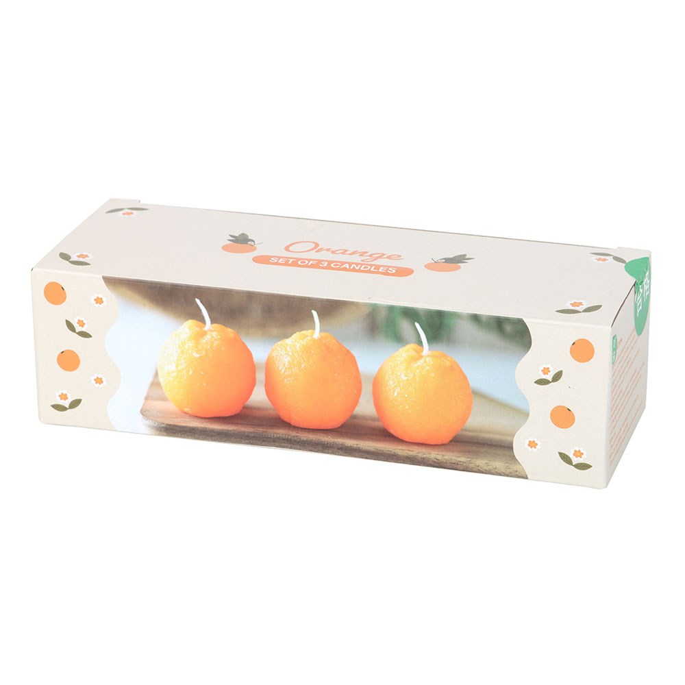 Set of 3 Orange Shaped Candles | Zesty Fruit Home Décor3