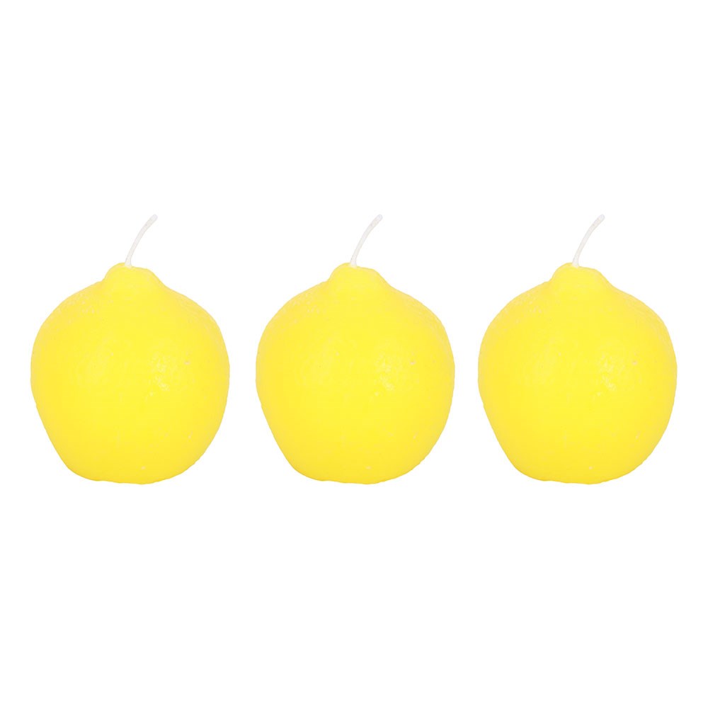 Set of 3 Lemon Shaped Candles | Zesty Fruit Home Décor2