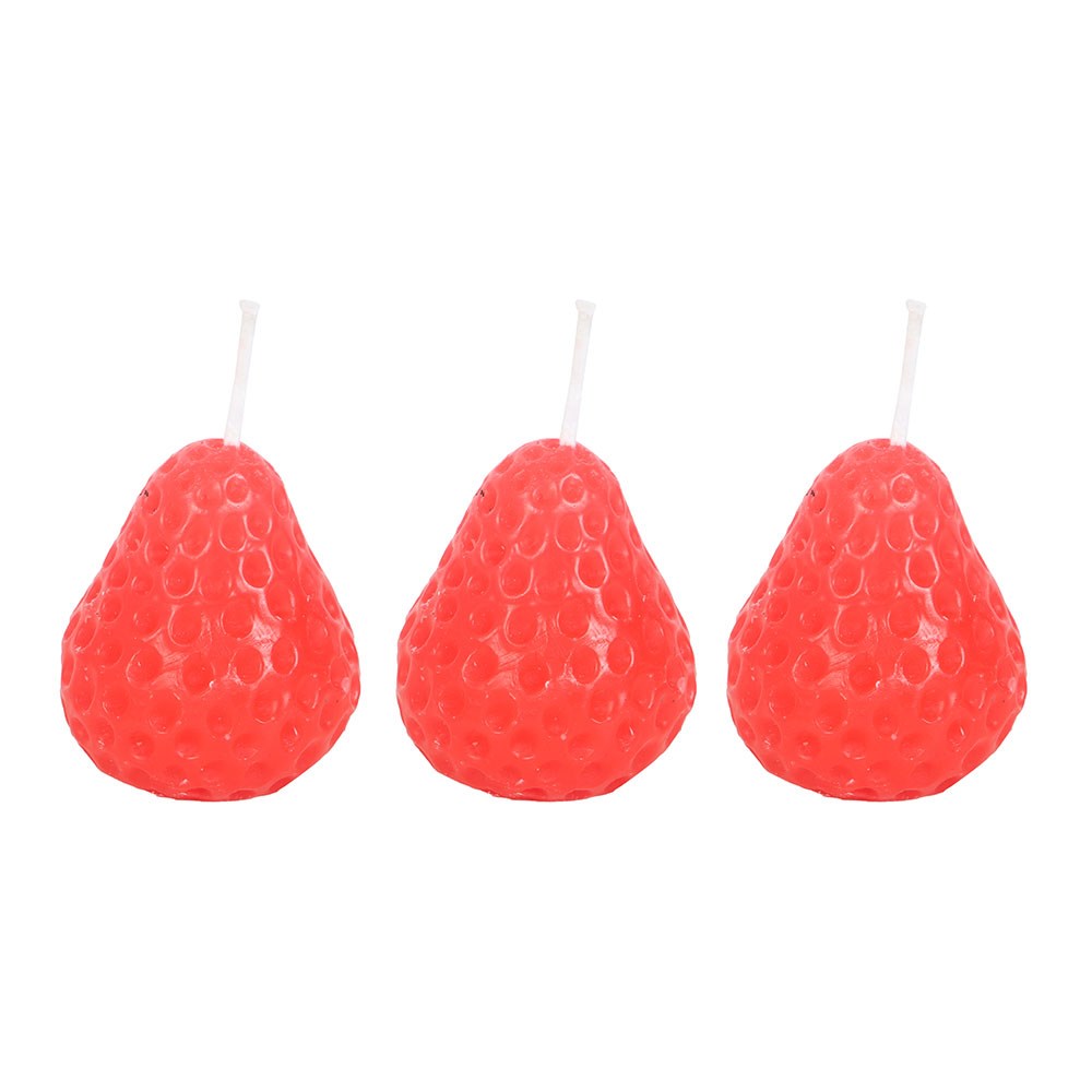 Set of 3 Strawberry Shaped Candles | Summer Fruit Home Décor2